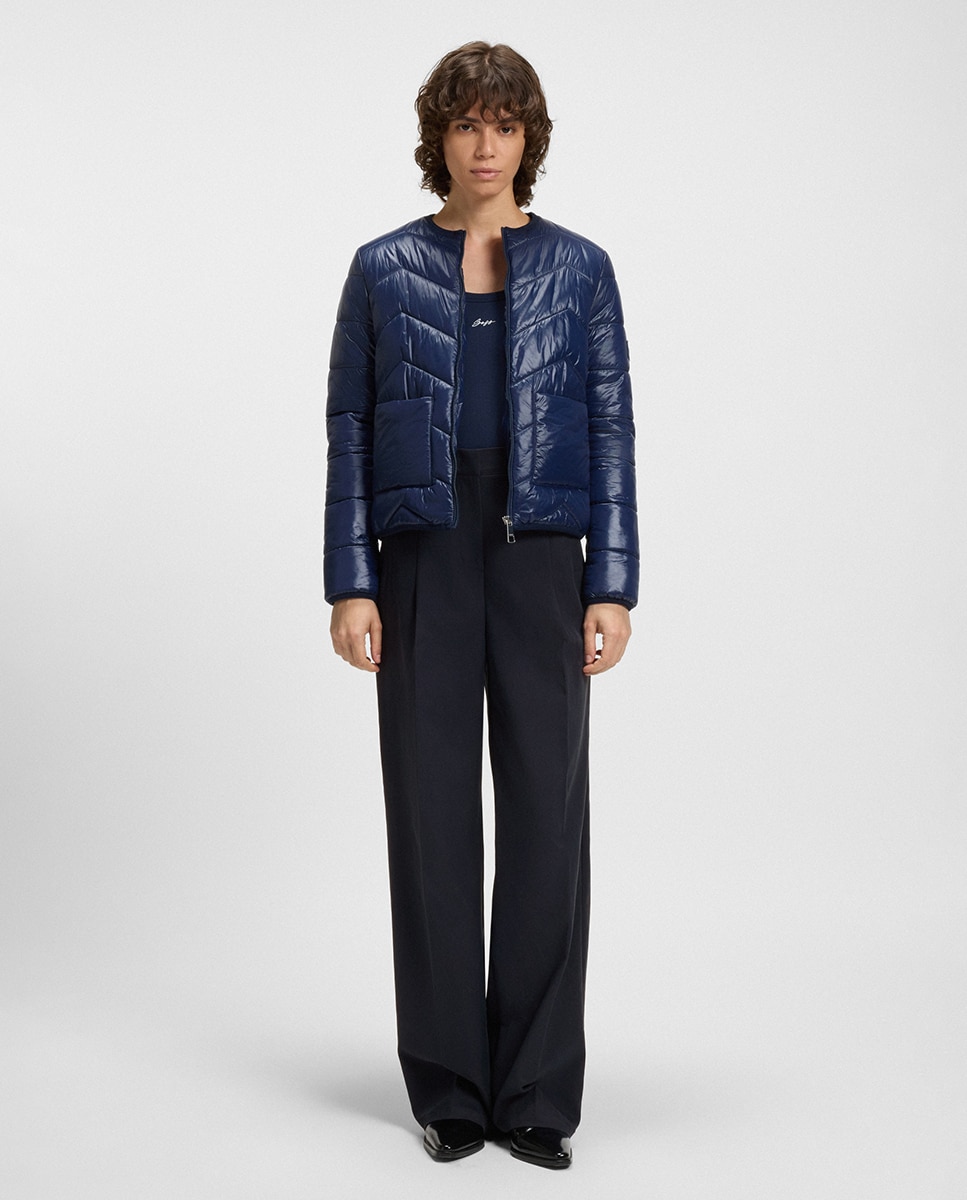 Calças de Fato com Perna Larga Azul-marinho-1