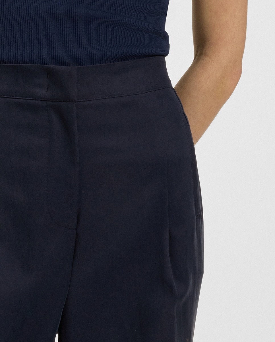 Calças de Fato com Perna Larga Azul-marinho-2