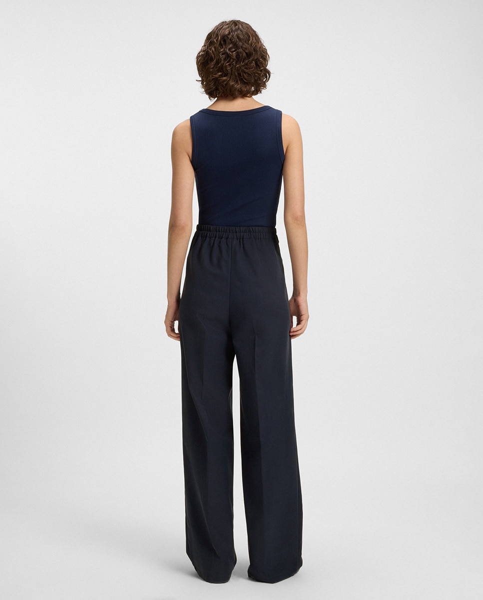 Calças de Fato com Perna Larga Azul-marinho-4