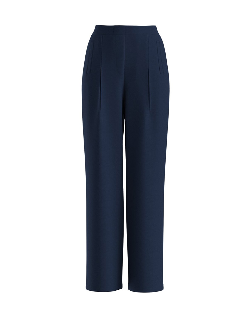Calças de Fato com Perna Larga Azul-marinho-5