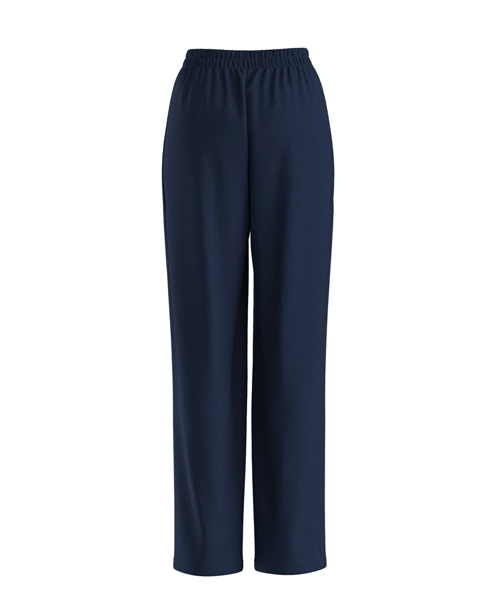 Calças de Fato com Perna Larga Azul-marinho-6