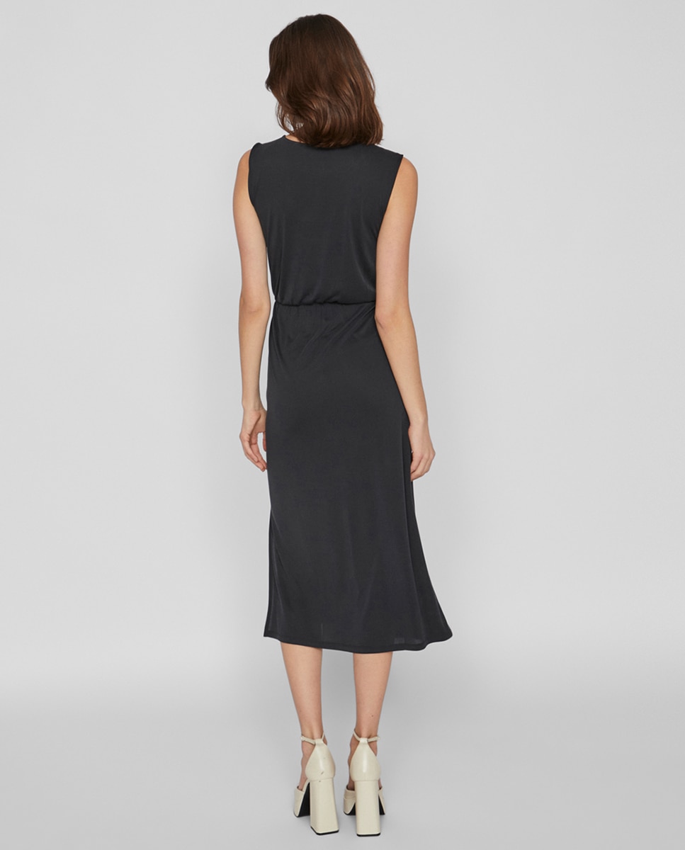 Vestido midi fluido Preto-2