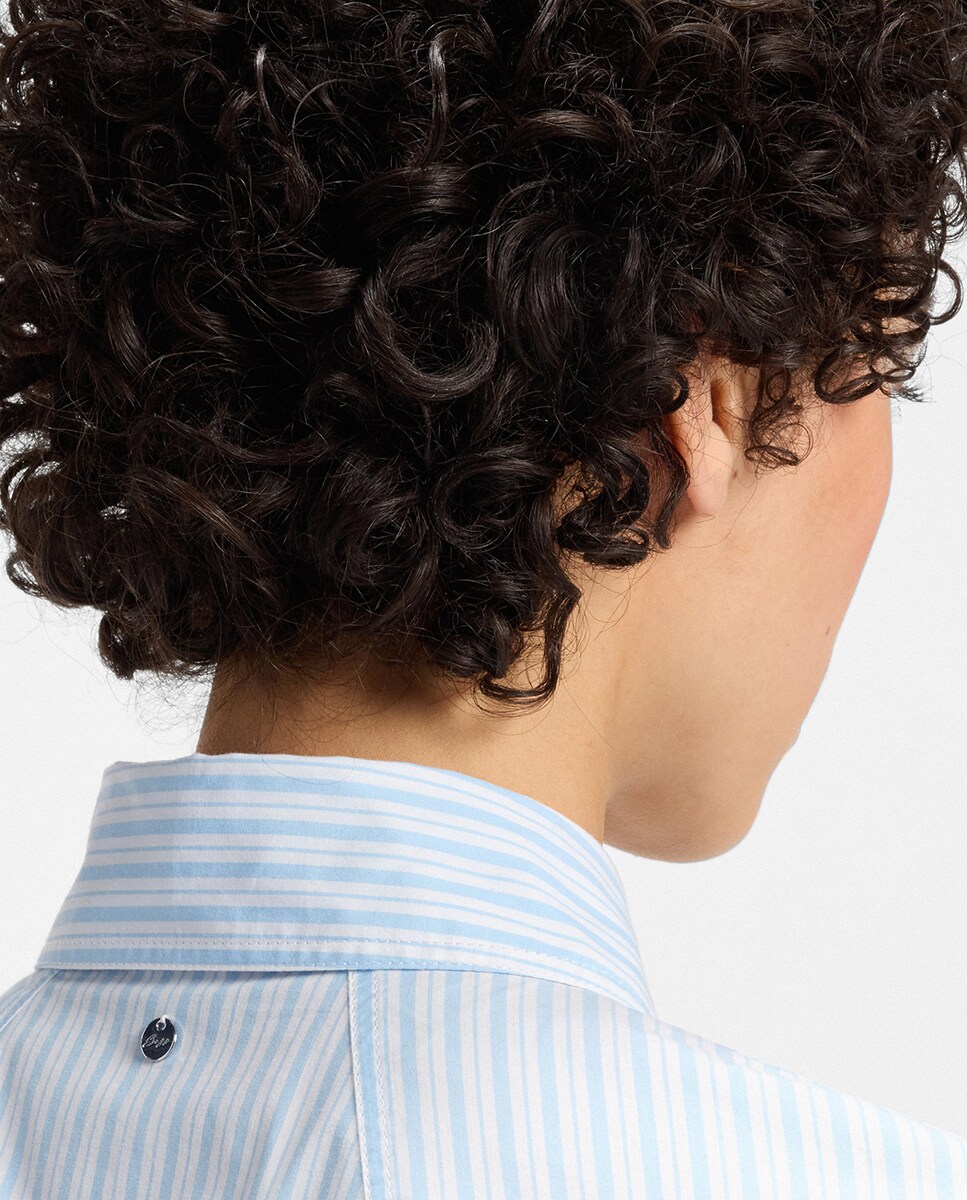 Camisa com Mangas 3/4 Azul-claro-3