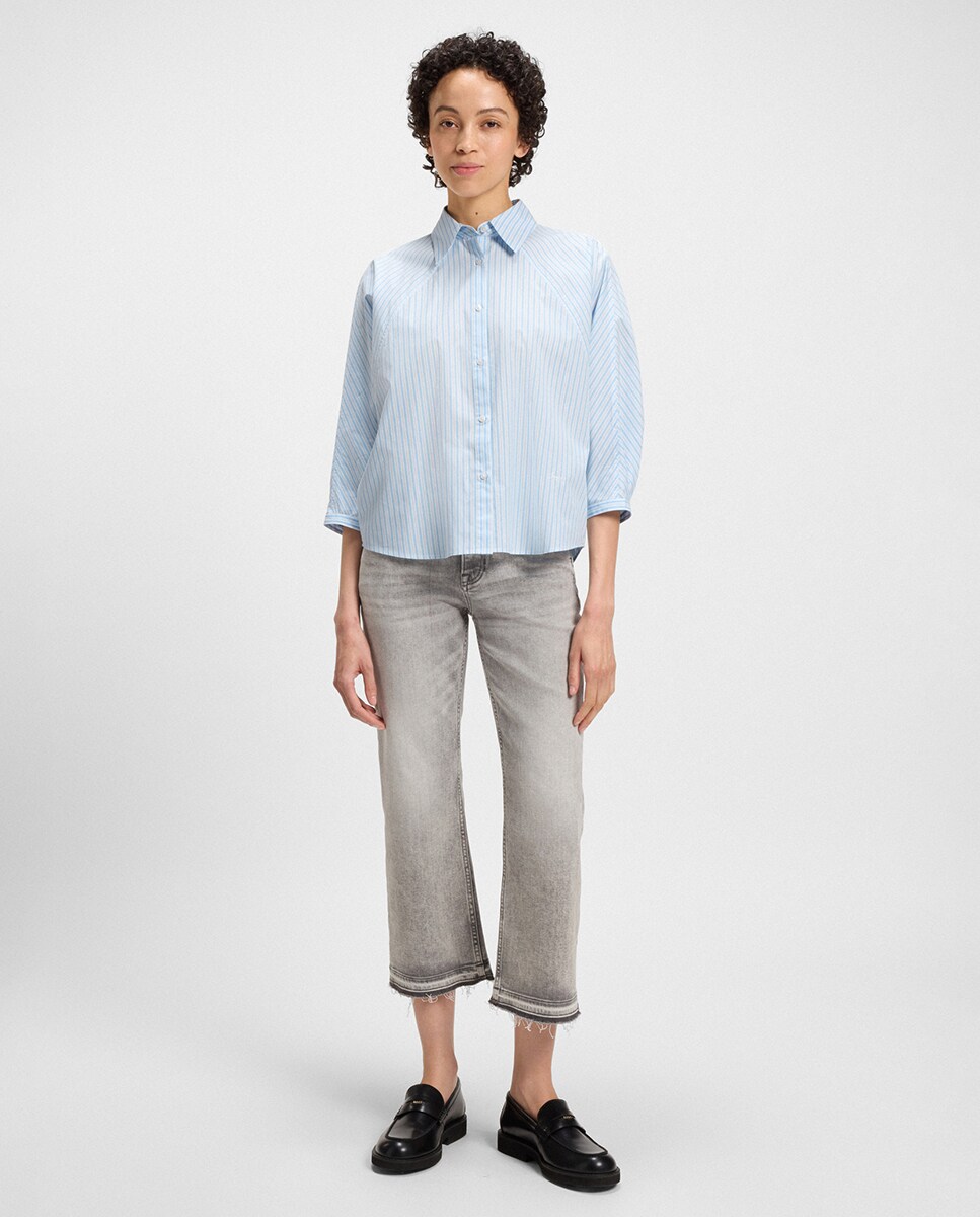 Camisa com Mangas 3/4 Azul-claro-4