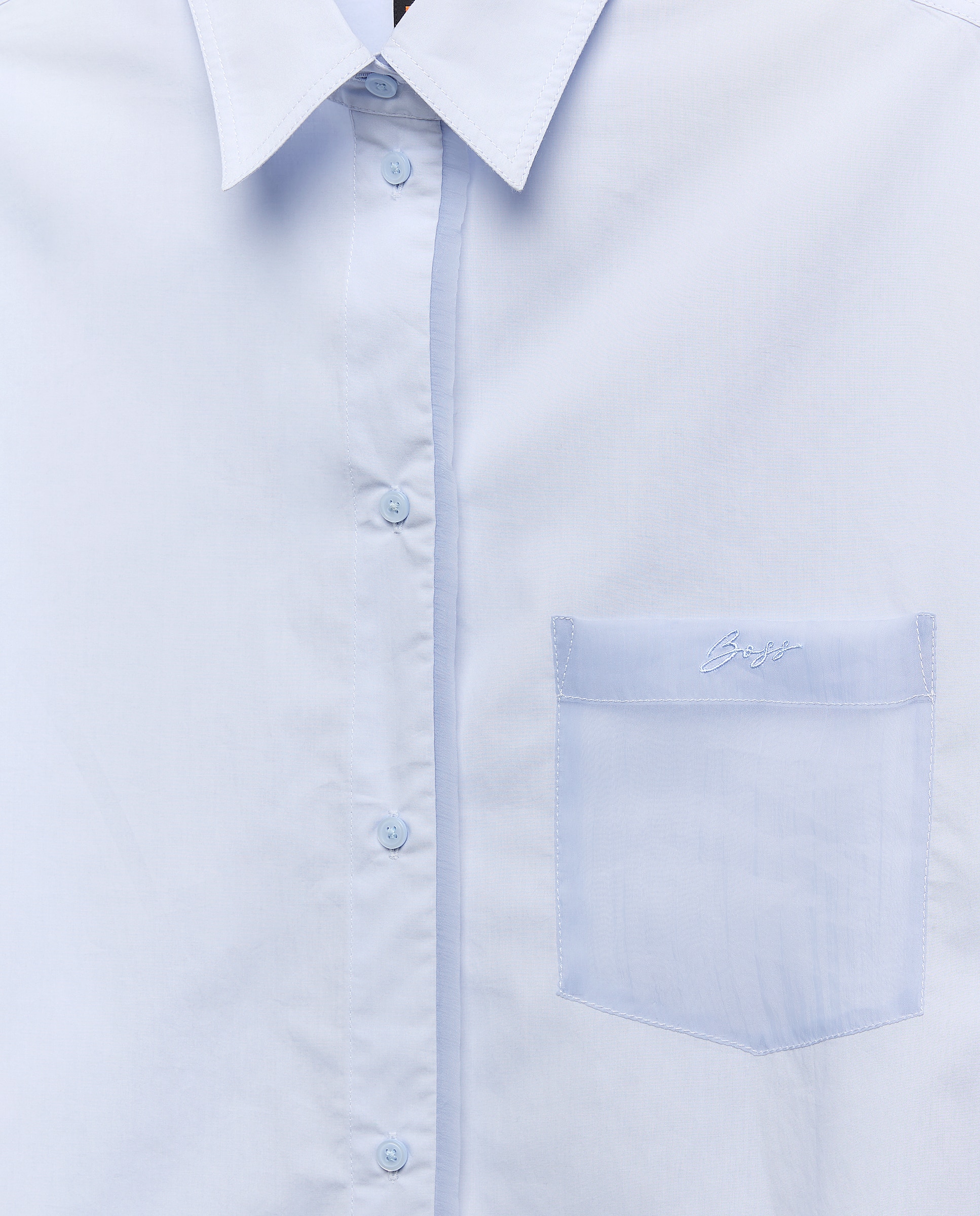 Camisa Relaxed com Detalhes de Mangas Duplas. Azul-5
