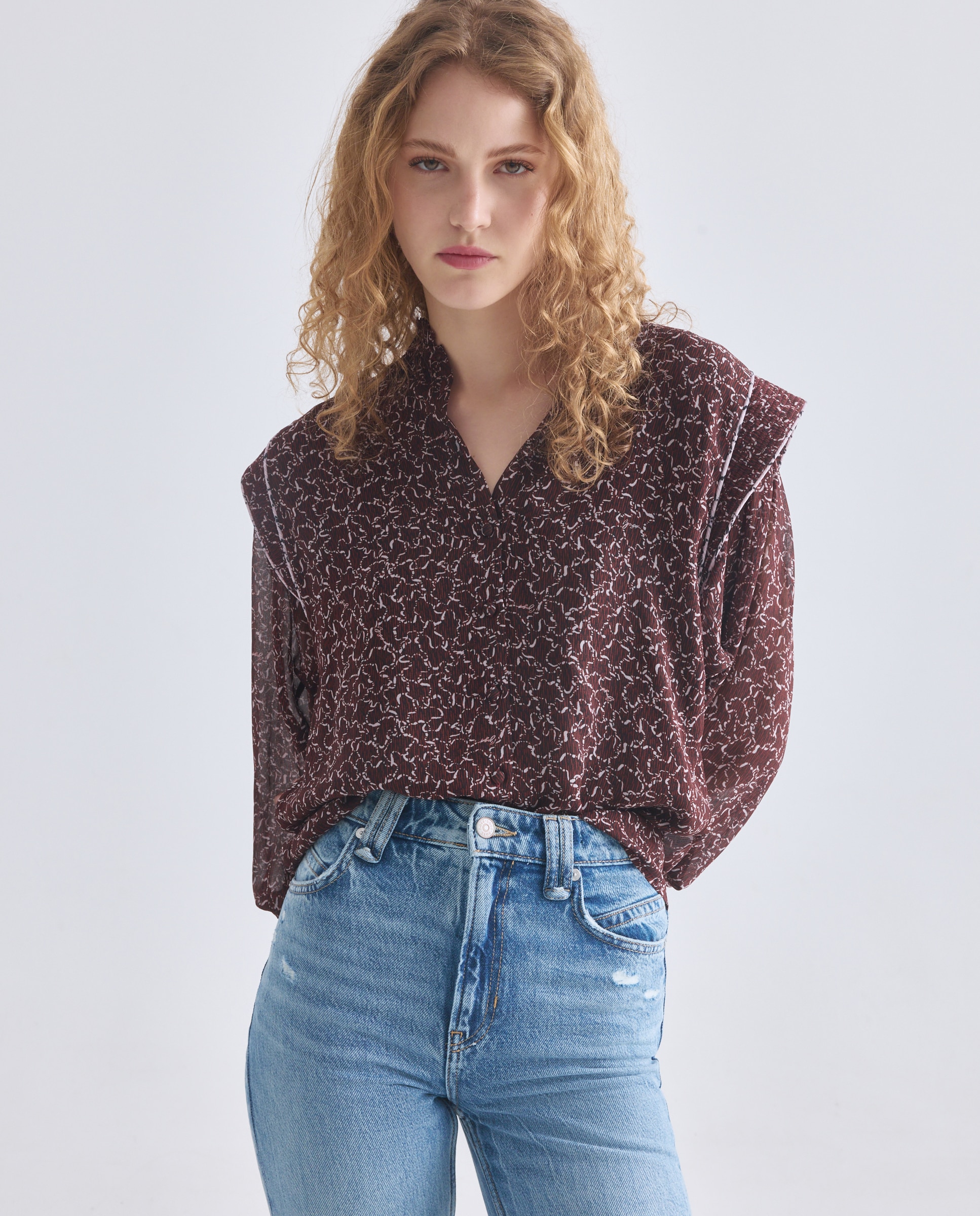 Camisa de Manga Comprida Georgette Multicolor-2