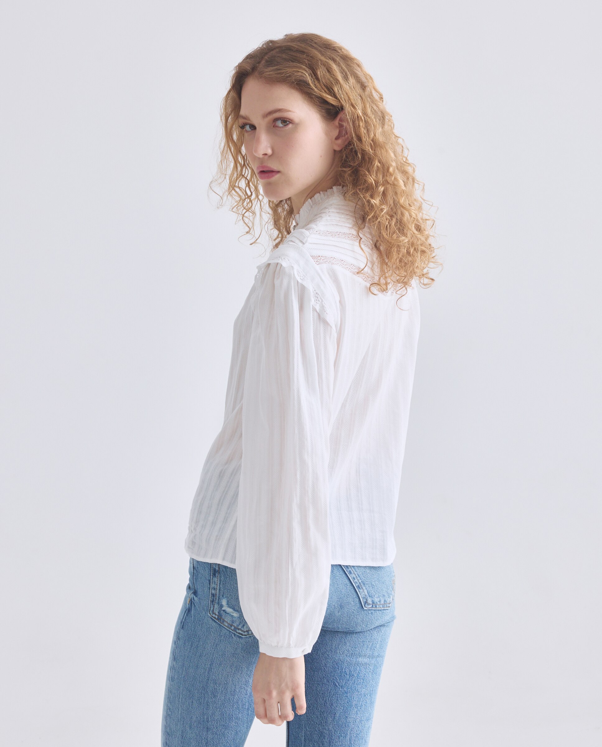 Camisa Regular com Manga Comprida Branco-2