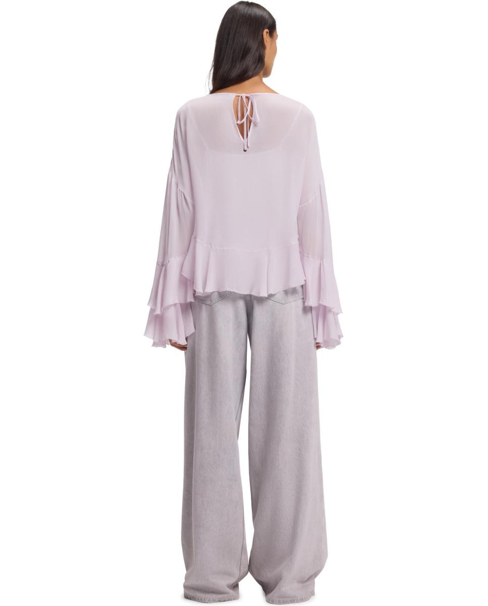 Camisa Maxi com Manga Comprida. Roxo-3