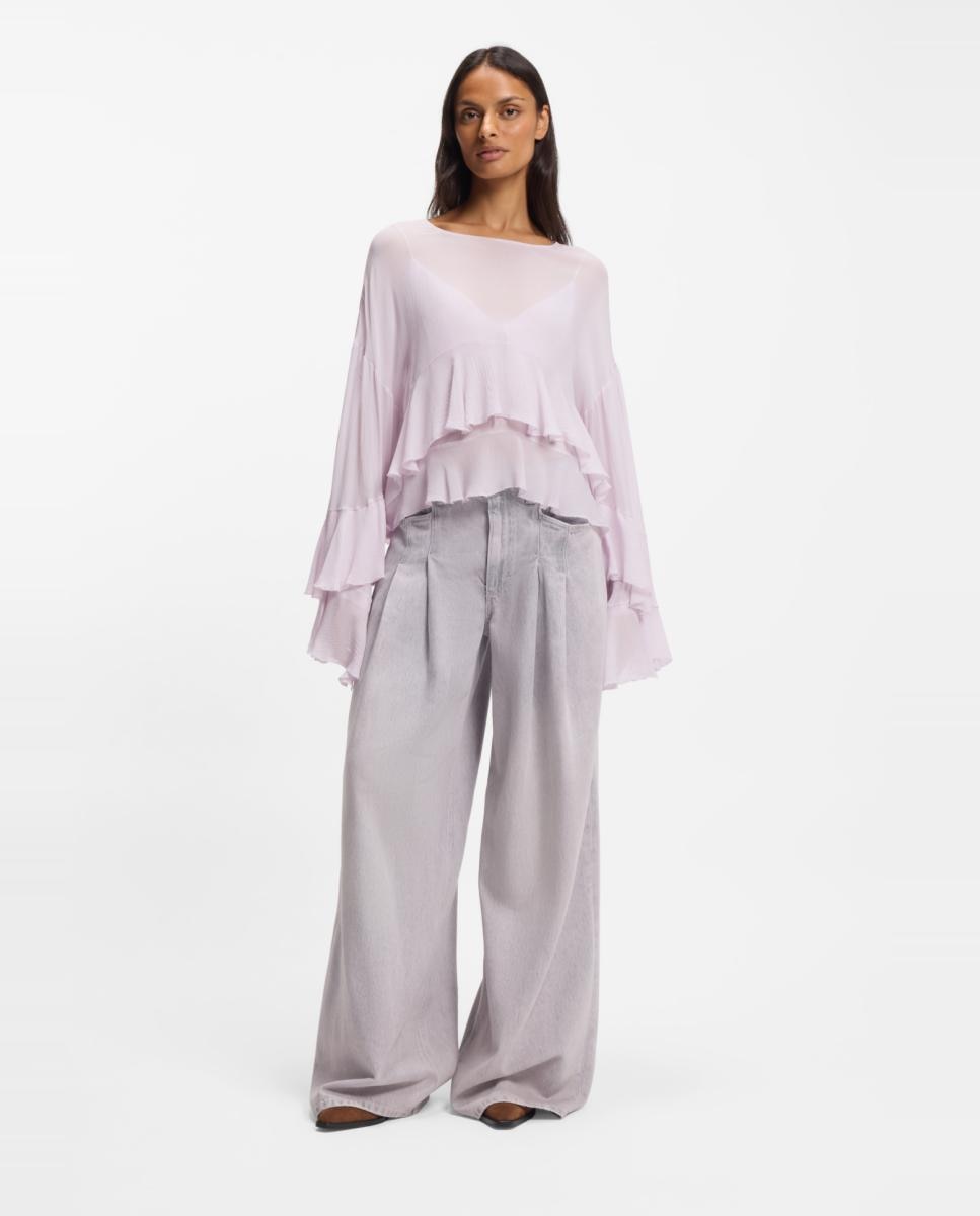 Camisa Maxi com Manga Comprida. Roxo-4