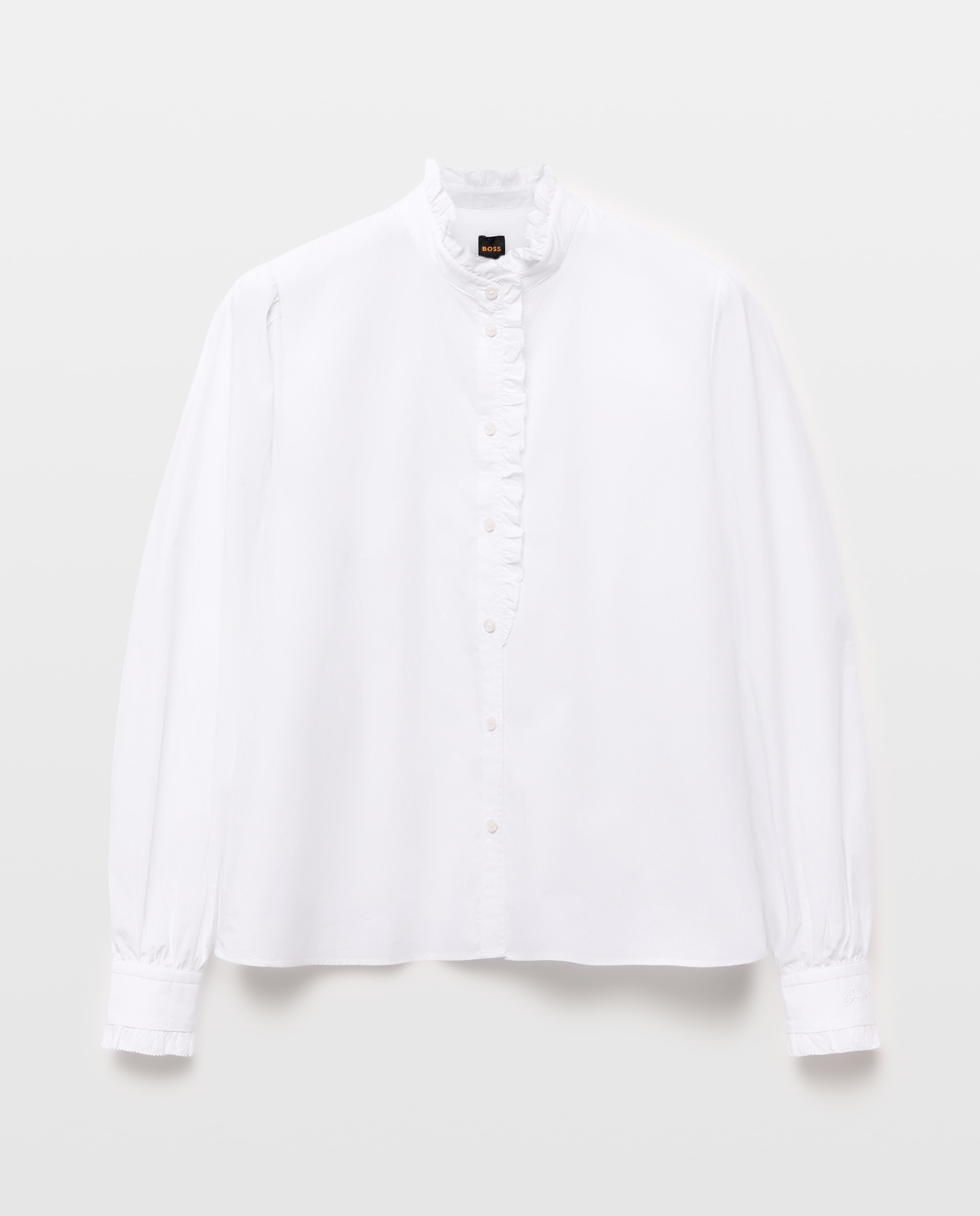 Camisa Regular com Manga Comprida. Branco-5