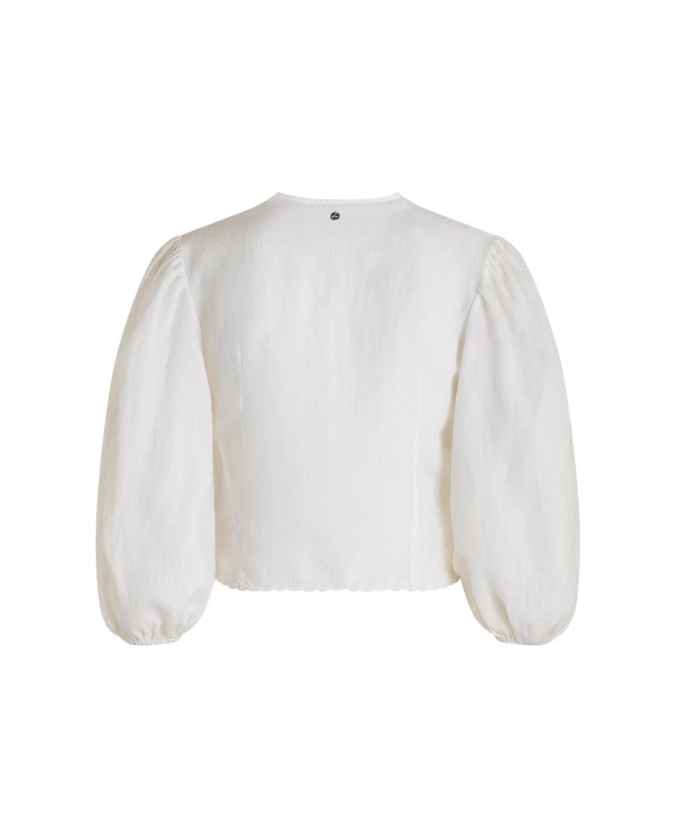 Camisa de mulher com manga comprida Branco-2