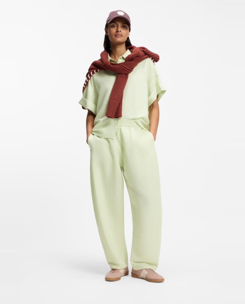 Camisa de mulher com manga comprida Verde-2
