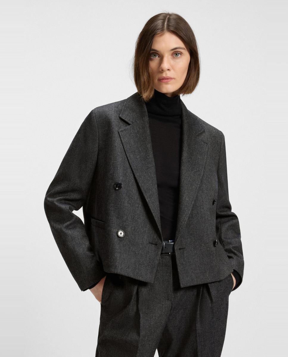 Blazer Curto com Manga Comprida Azul-marinho-1