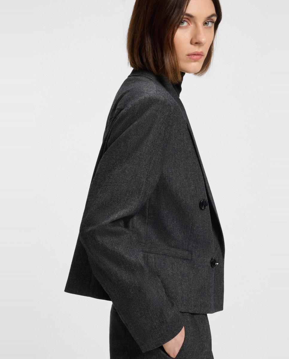 Blazer Curto com Manga Comprida Azul-marinho-3