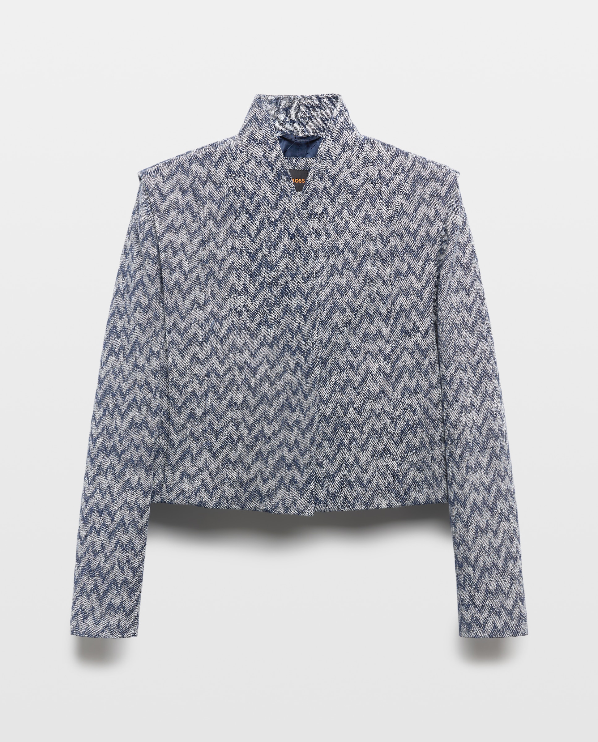 Blazer Curto de Manga Comprida. Azul-4