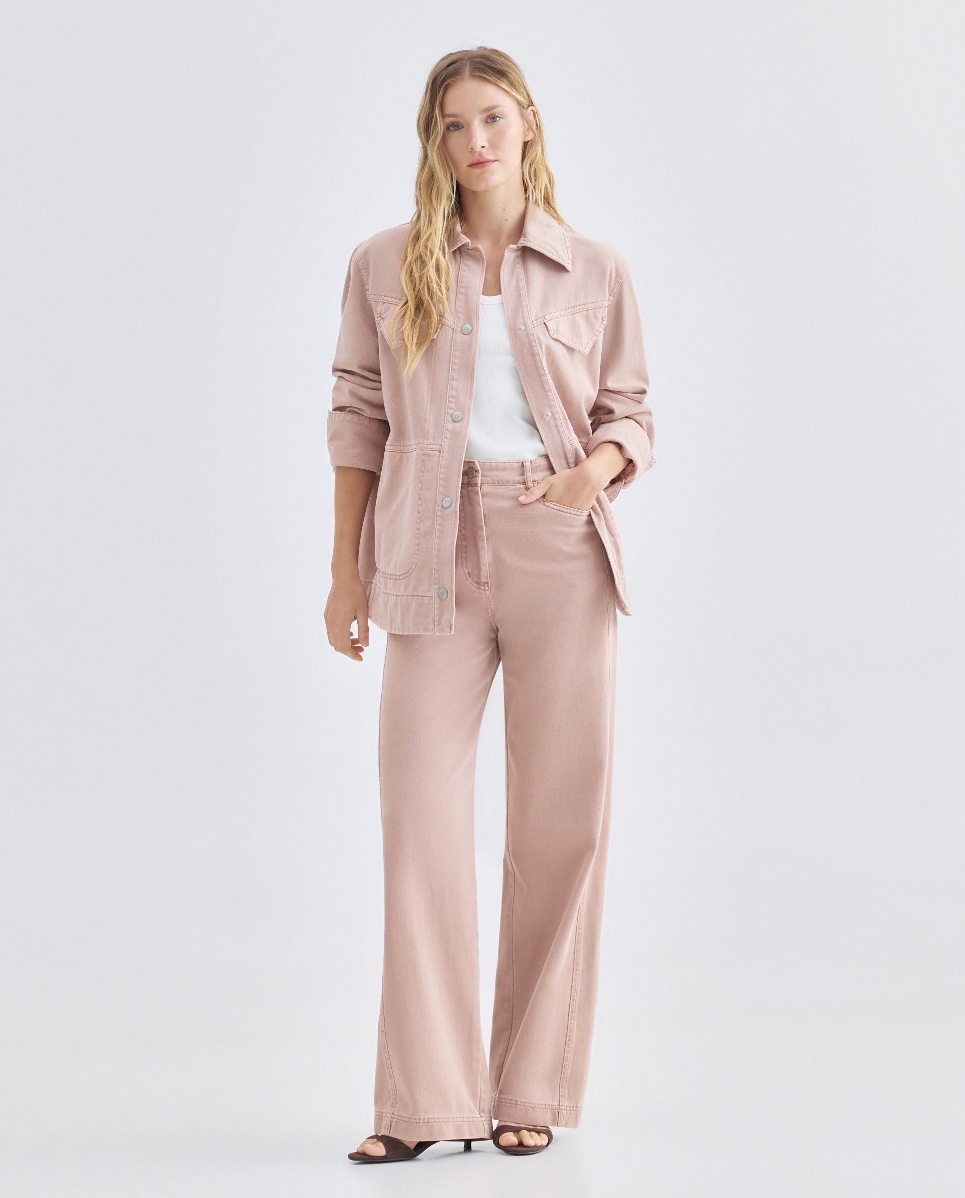 Blazer Relaxed com Manga Comprida Rosa-2