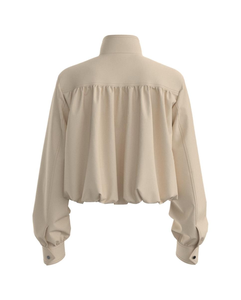 Blazer Relaxed com Manga Comprida Bege-2