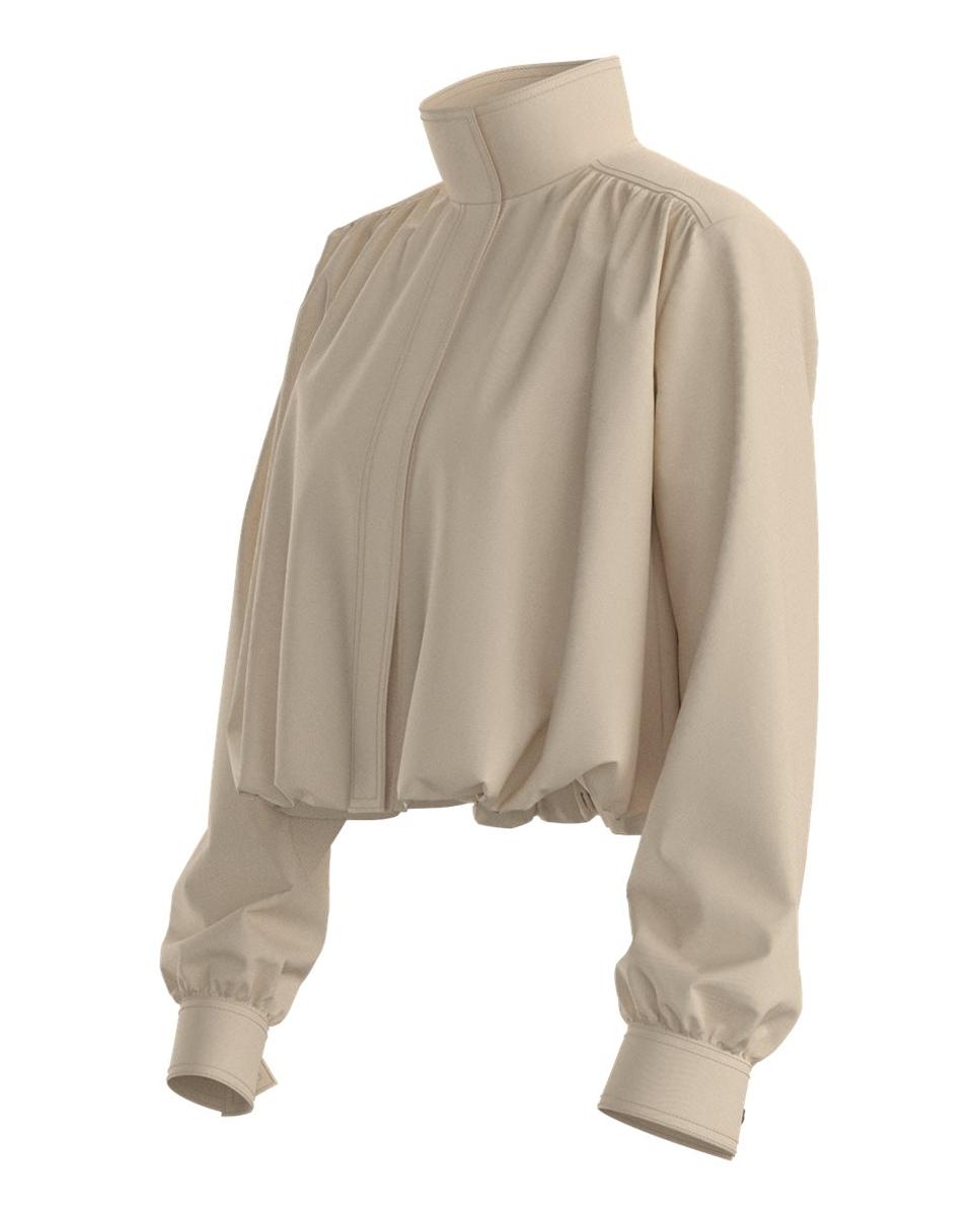 Blazer Relaxed com Manga Comprida Bege-3