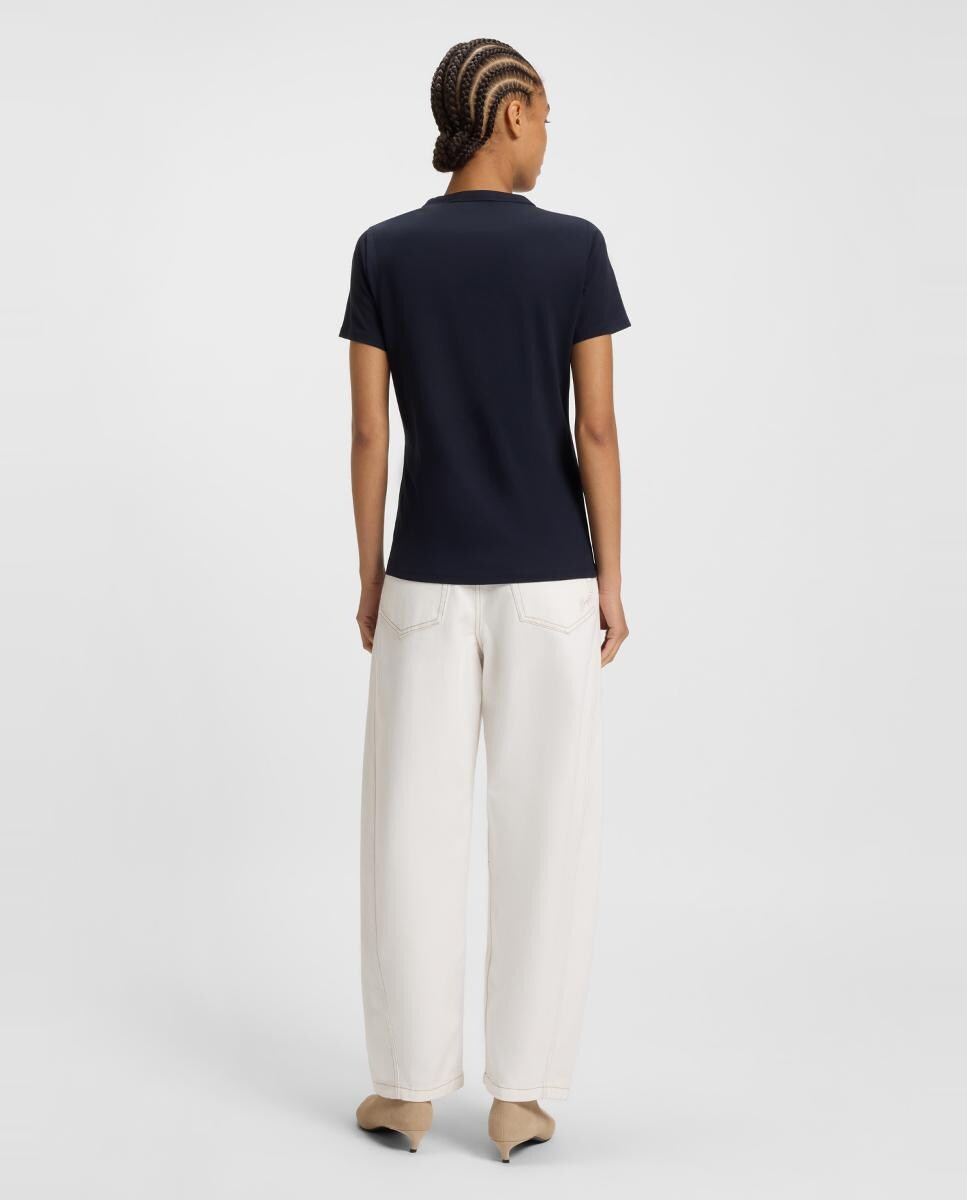 T-shirt de Algodão com Manga Curta Azul-marinho-2