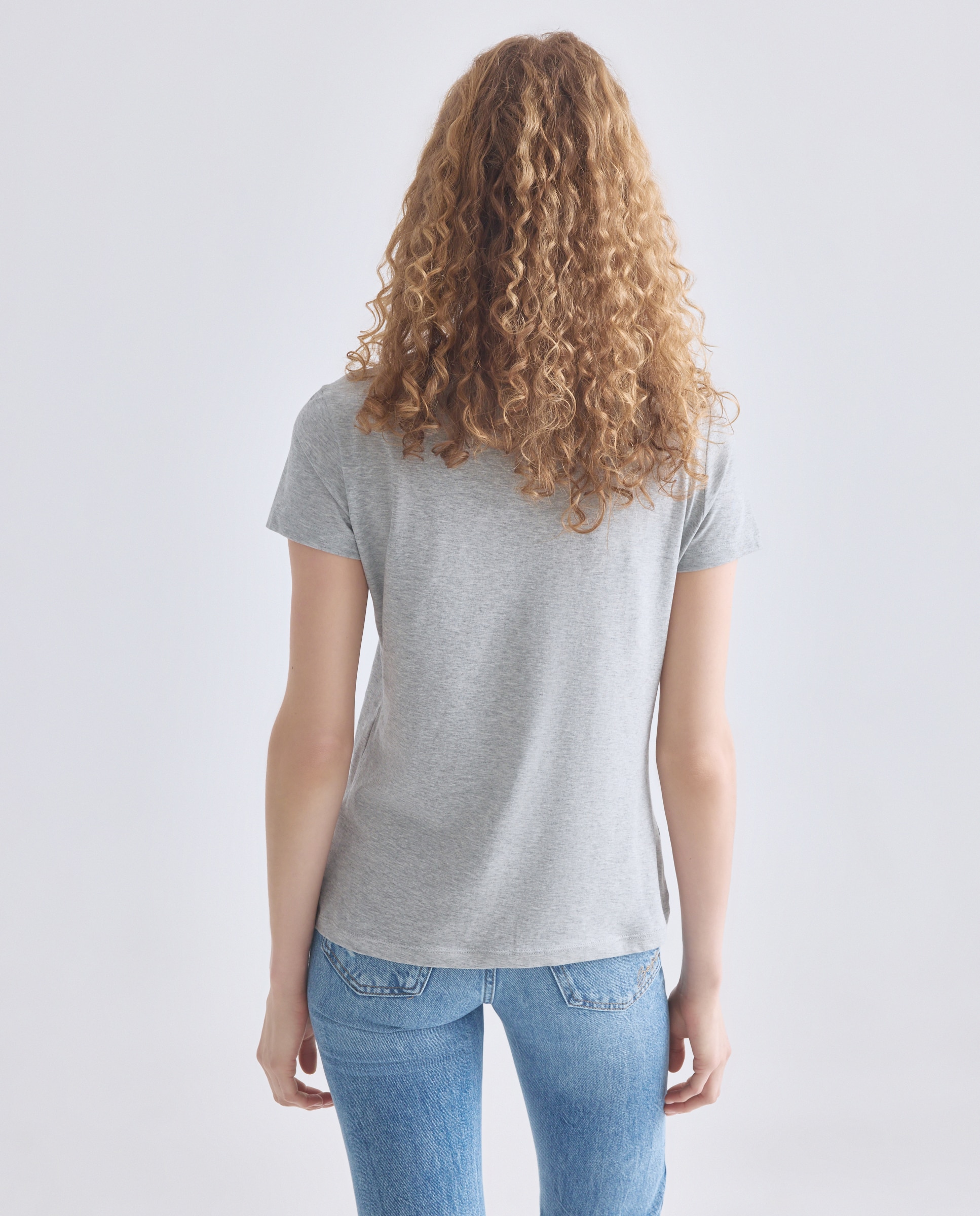 T-shirt Slim com Manga Curta Cinzento-3
