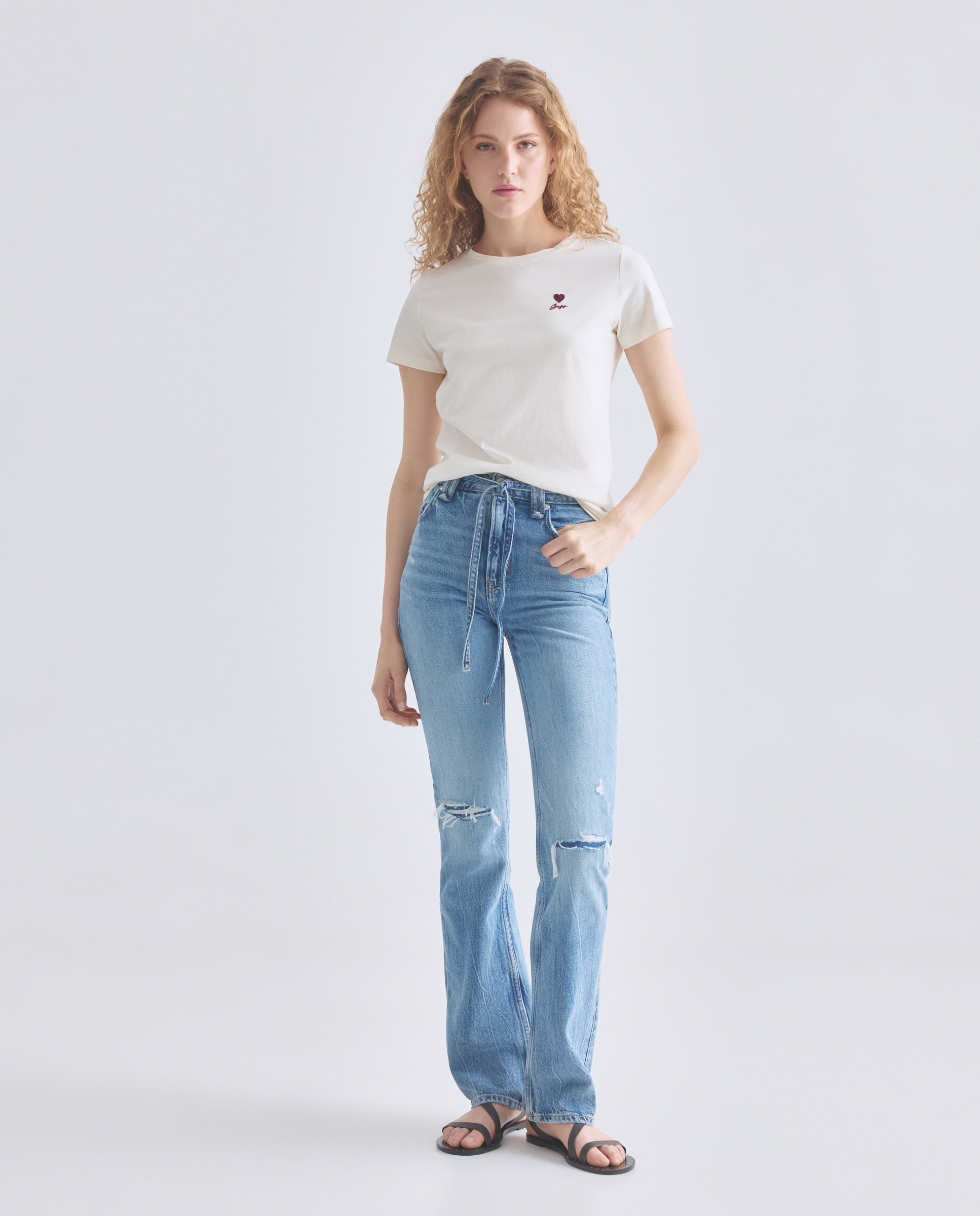 T-shirt Slim com Manga Curta Branco-2