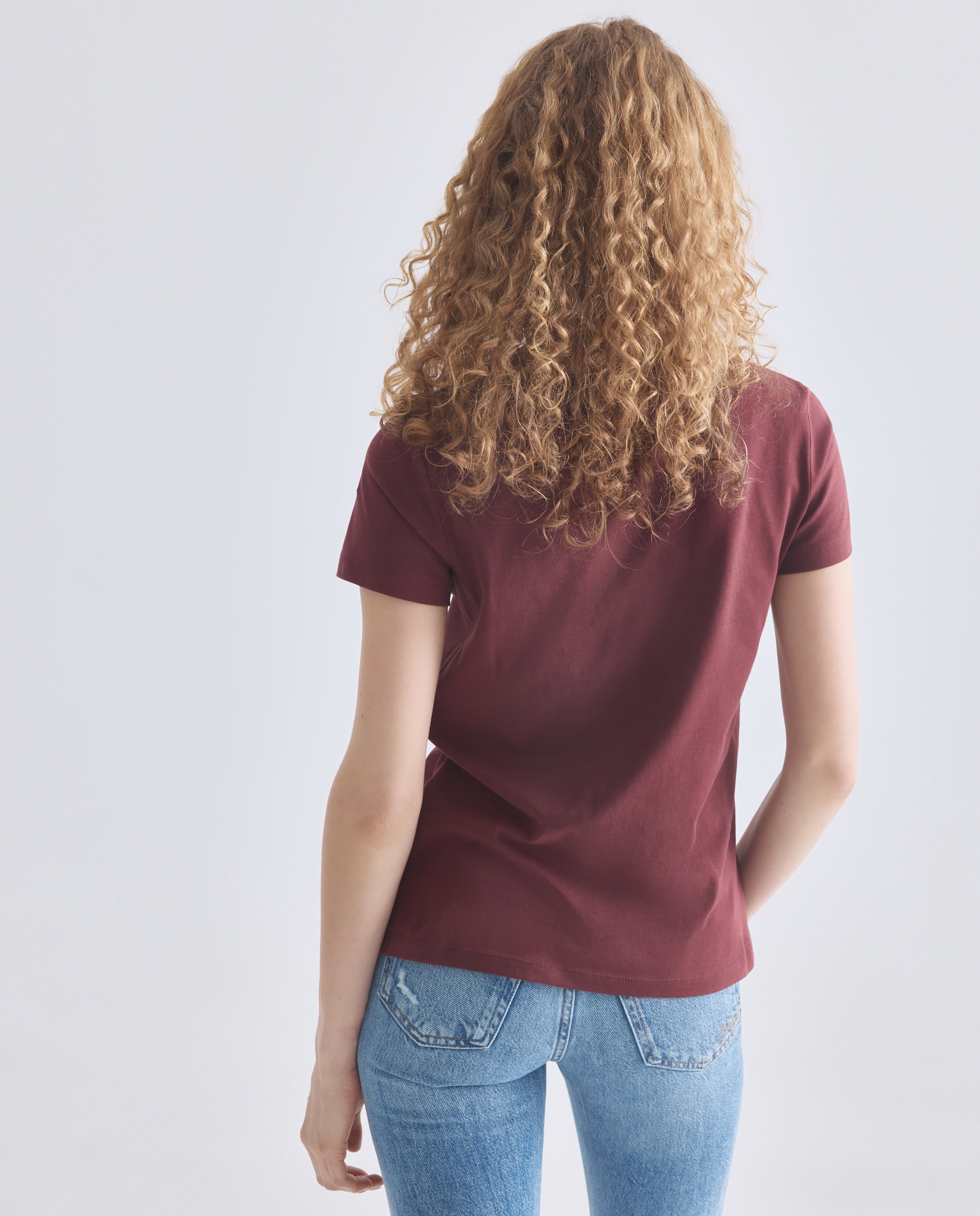 T-shirt Slim com Manga Curta Castanho-3