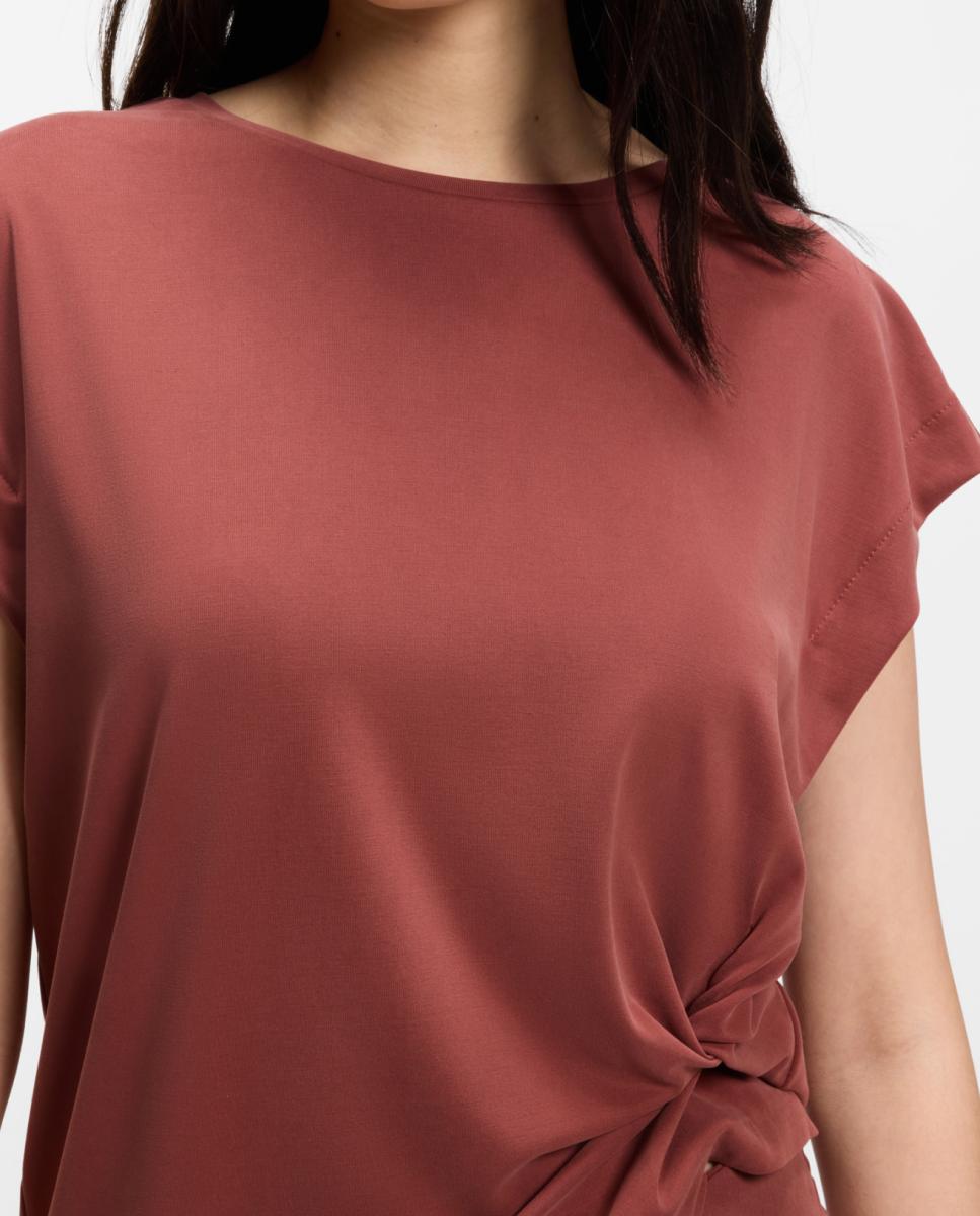 T-shirt de mulher com manga curta Vermelho-2