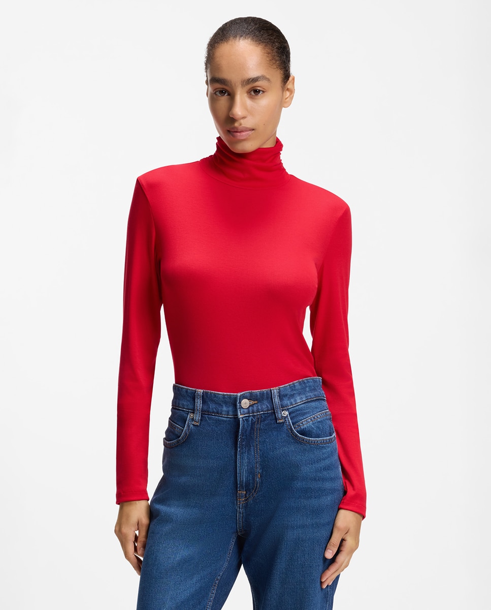Imagen 1 de Camiseta de mujer slim de manga larga - Boss - Rojo Rojo