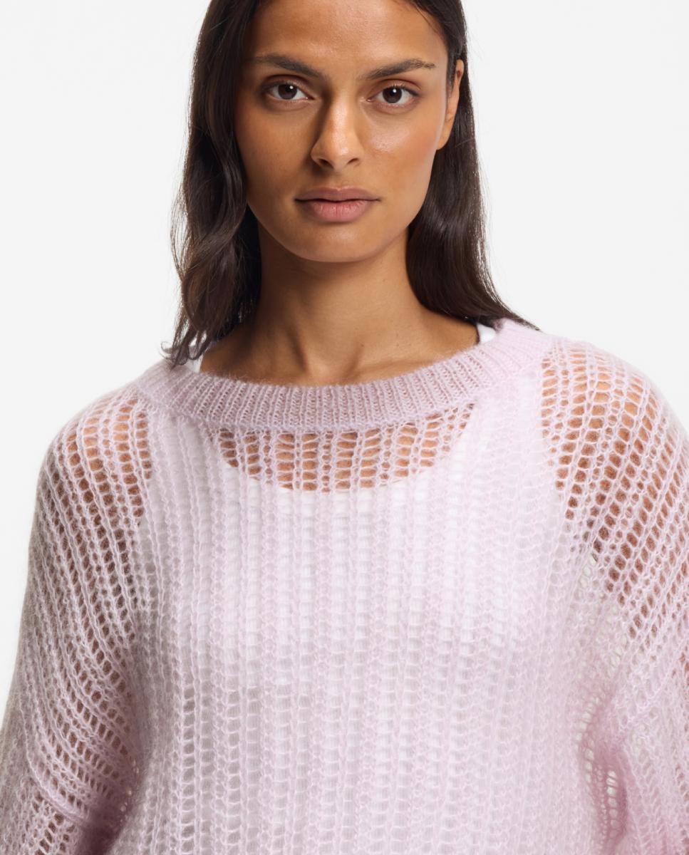 Camisola de Malha Mohair com Manga Comprida Roxo-2