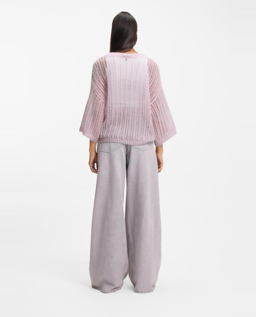 Camisola de Malha Mohair com Manga Comprida Roxo-3