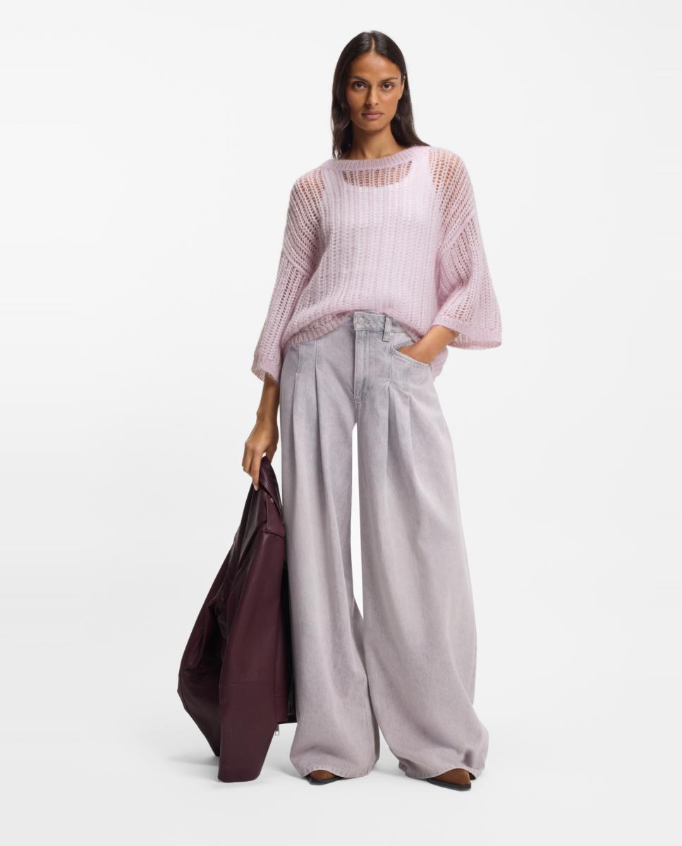 Camisola de Malha Mohair com Manga Comprida Roxo-4