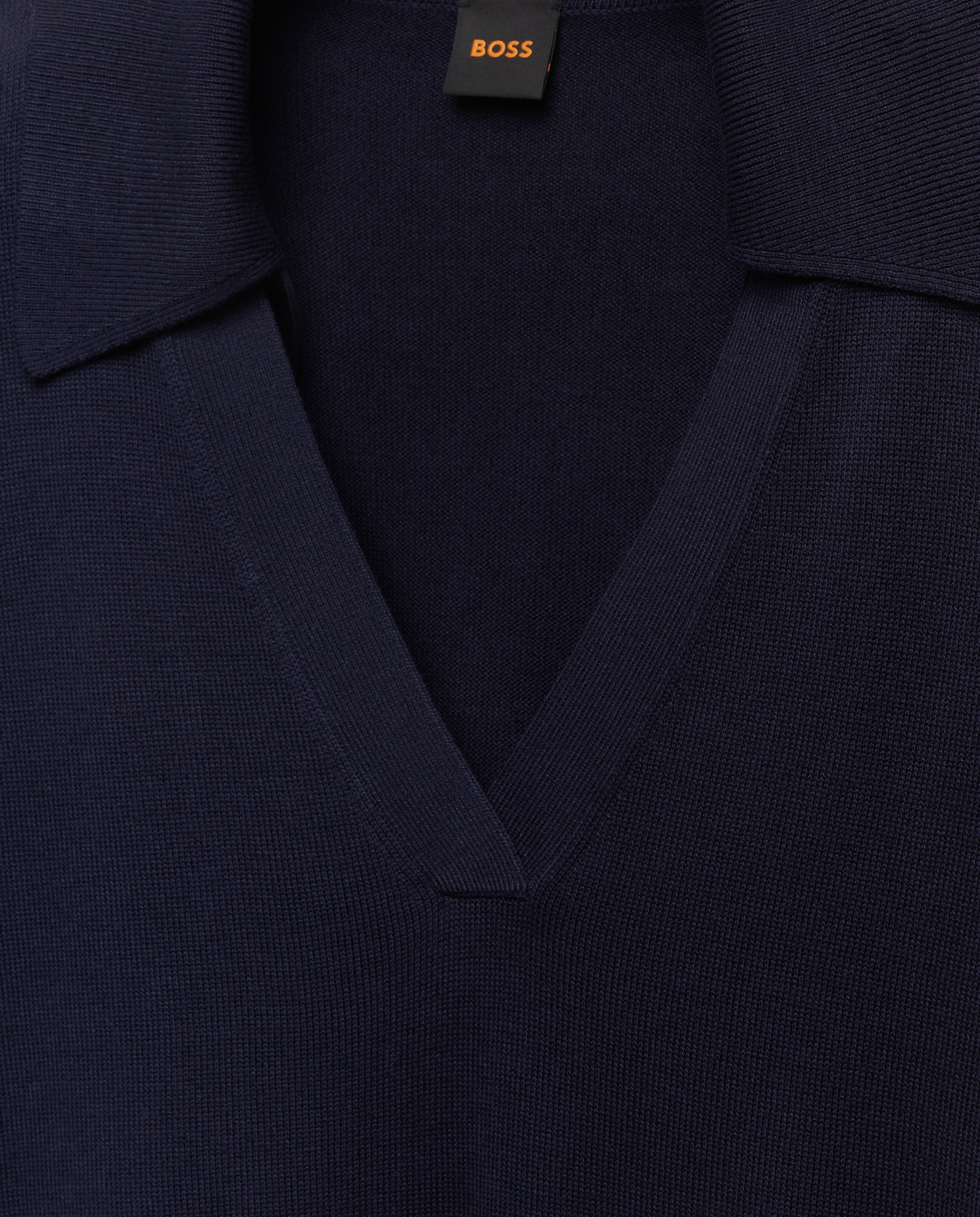 Camisola de Malha com Manga Comprida e Decote em Bico Azul-2