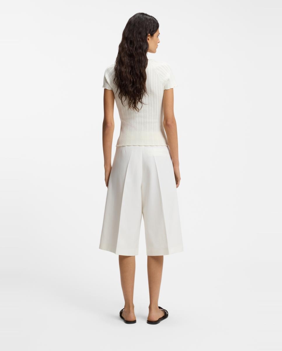 Camisola de malha de mulher com manga curta Branco-2