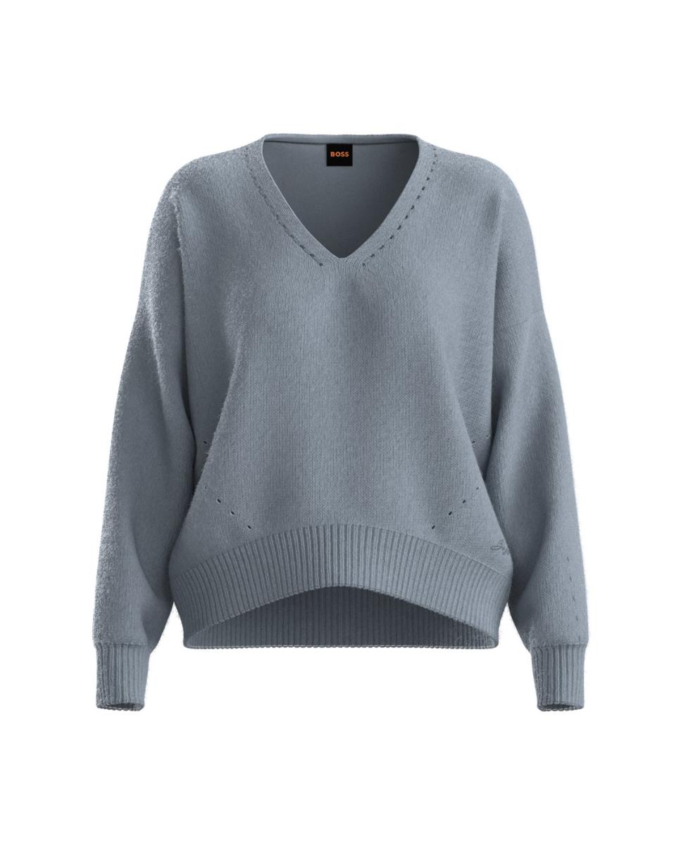 Jersey de mujer relaxed manga larga - Boss - Gris Gris-1