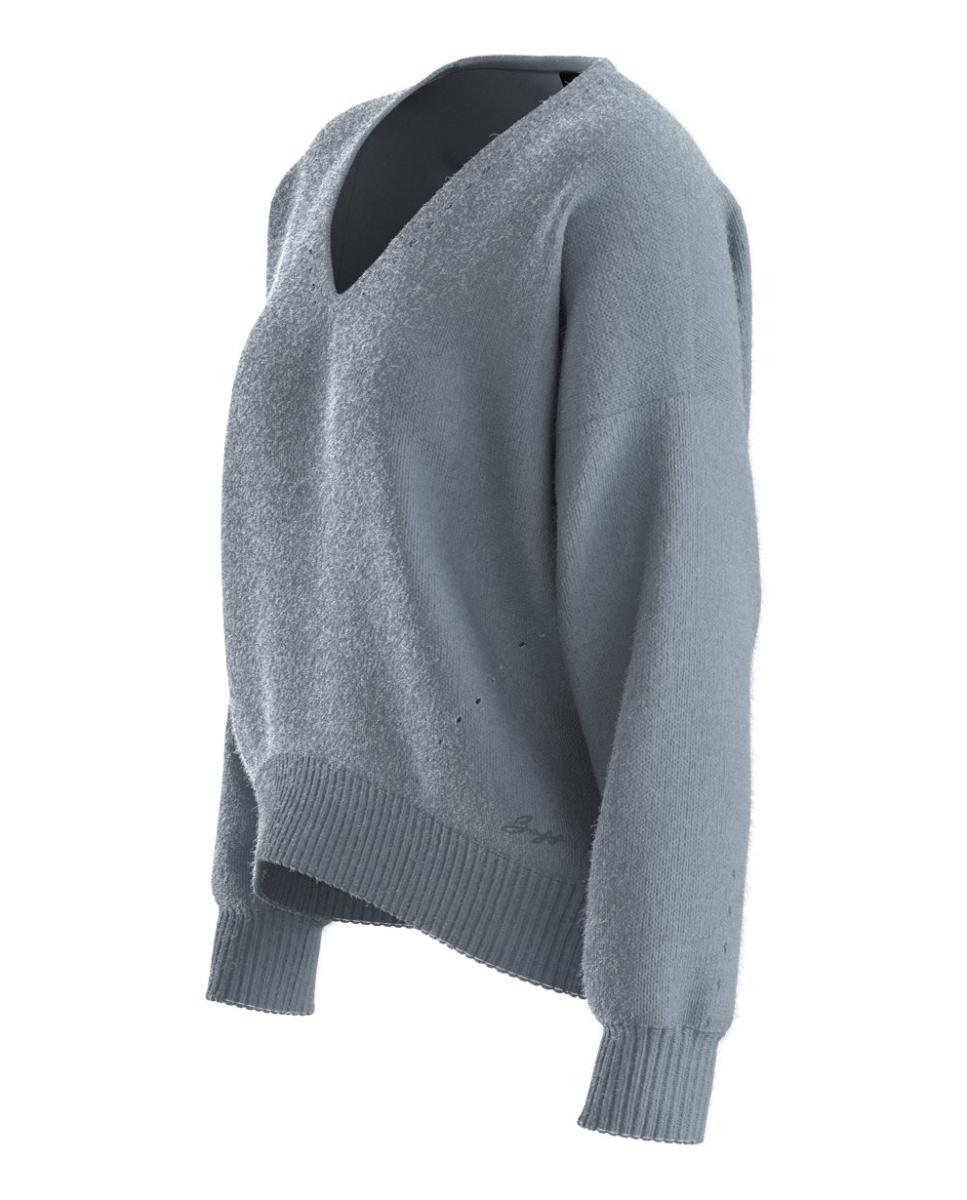 Jersey de mujer relaxed manga larga - Boss - Gris Gris-3
