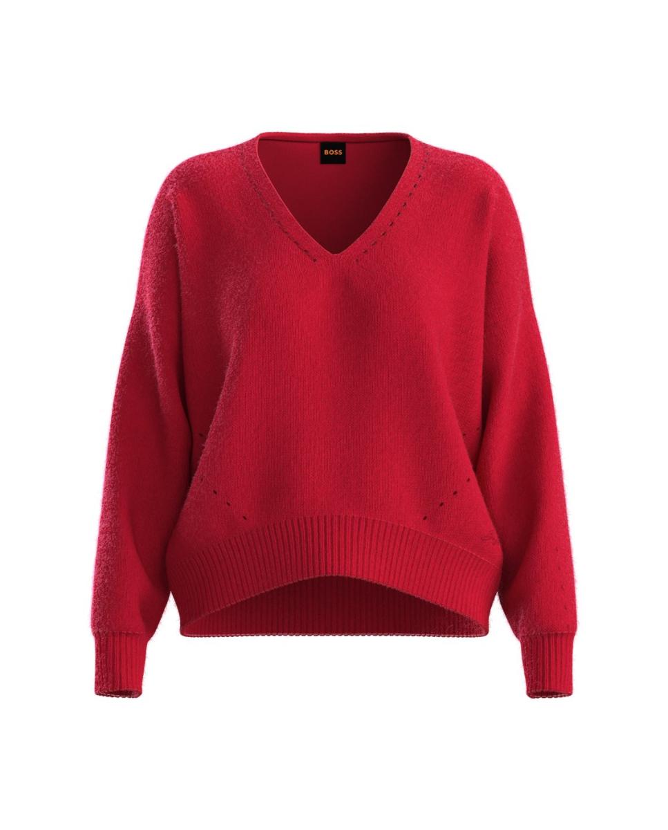 Jersey de mujer relaxed manga larga - Boss - Rojo Rojo-1