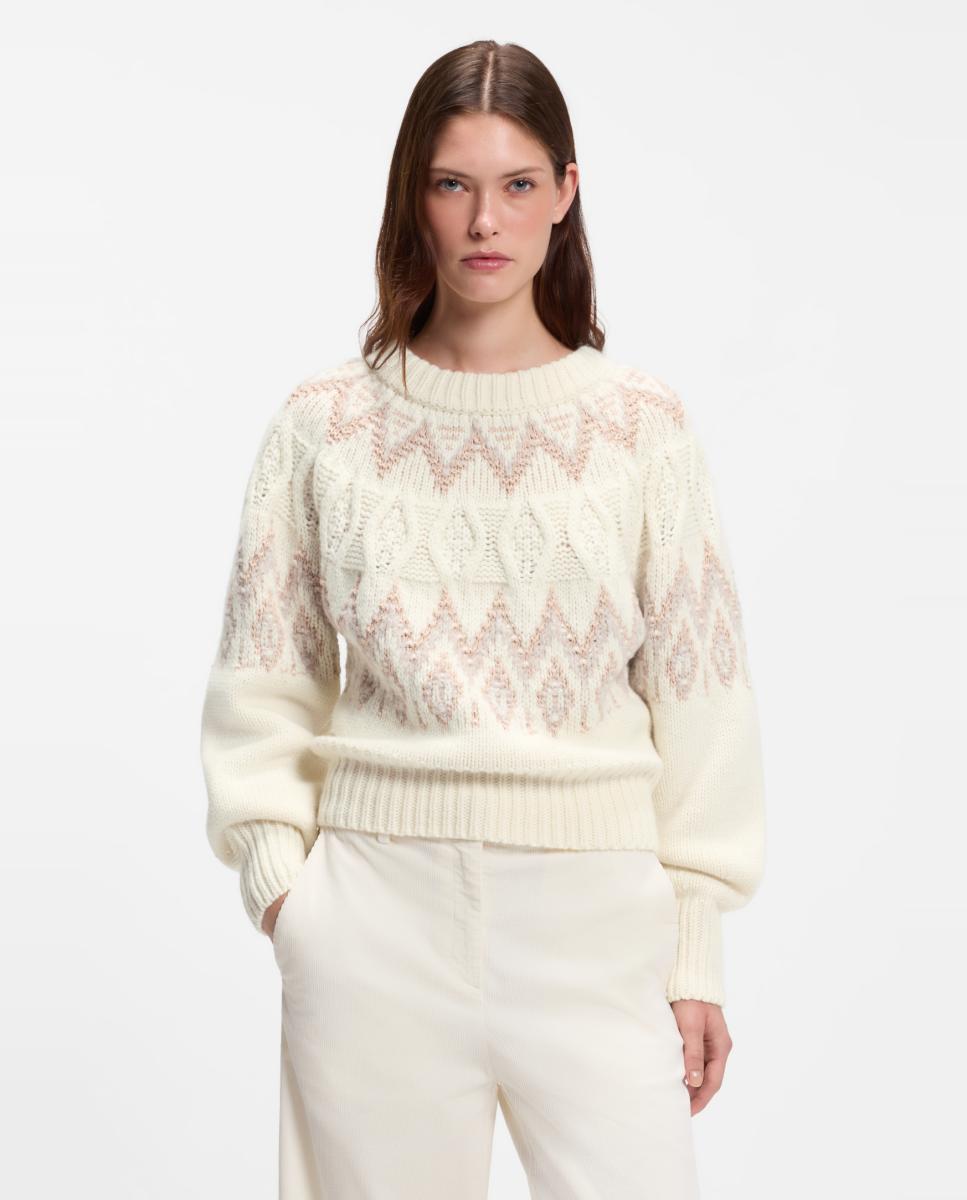 Jersey de mujer regular manga larga - Boss - Crema Crema-1