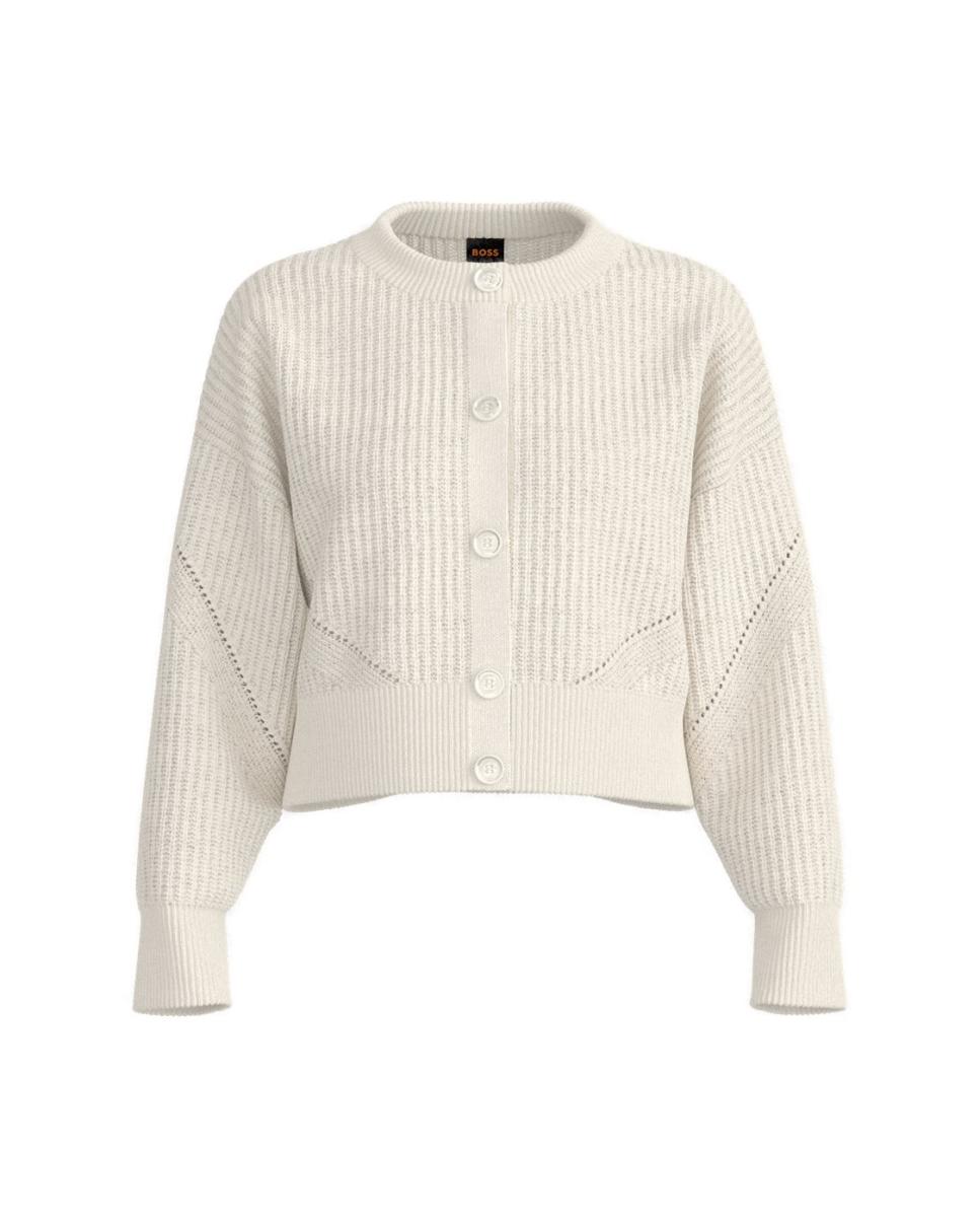 Cárdigan de mujer relaxed manga larga - Boss - Blanco Blanco-1