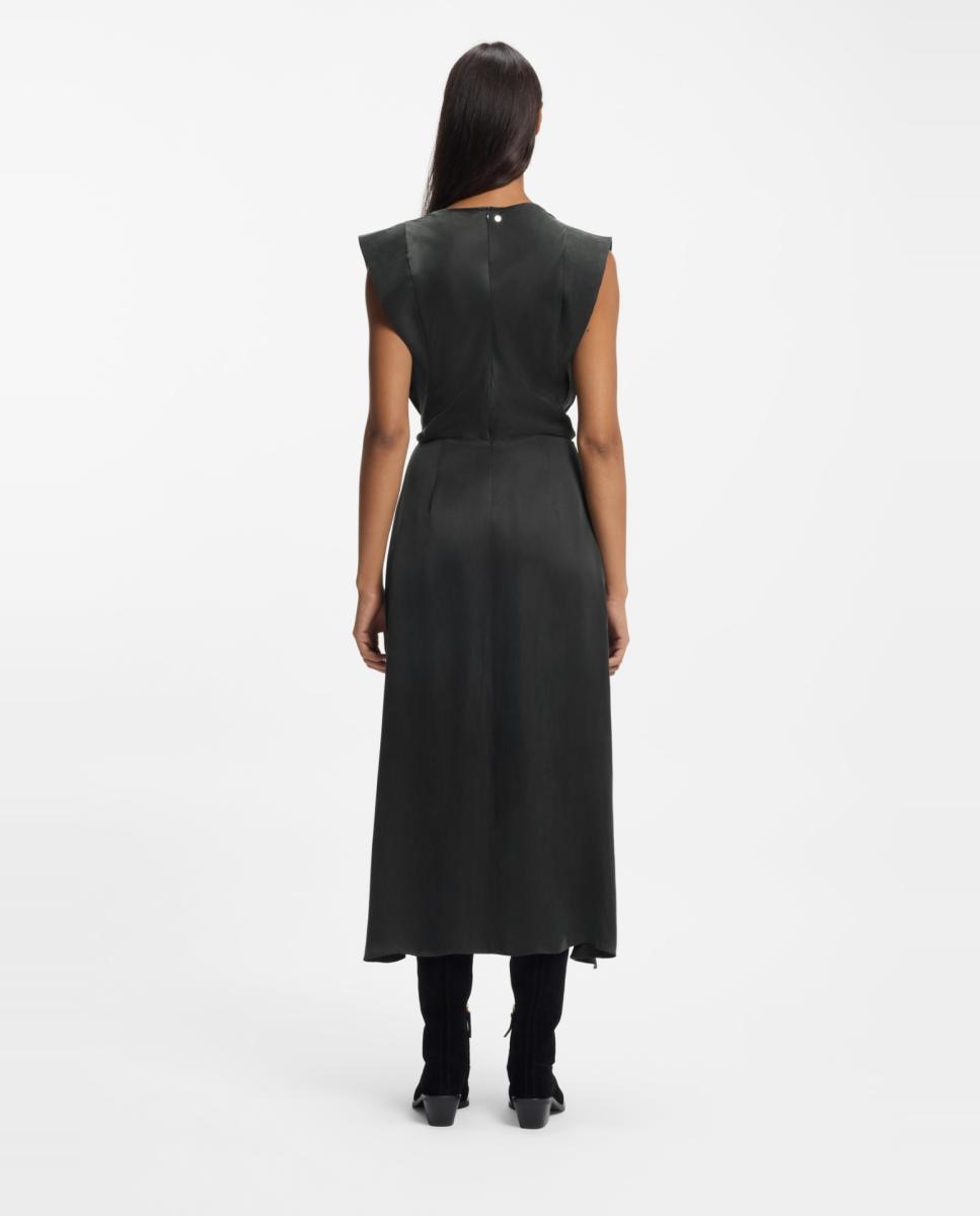 Vestido Midi com Manga Curta Cinzento-2