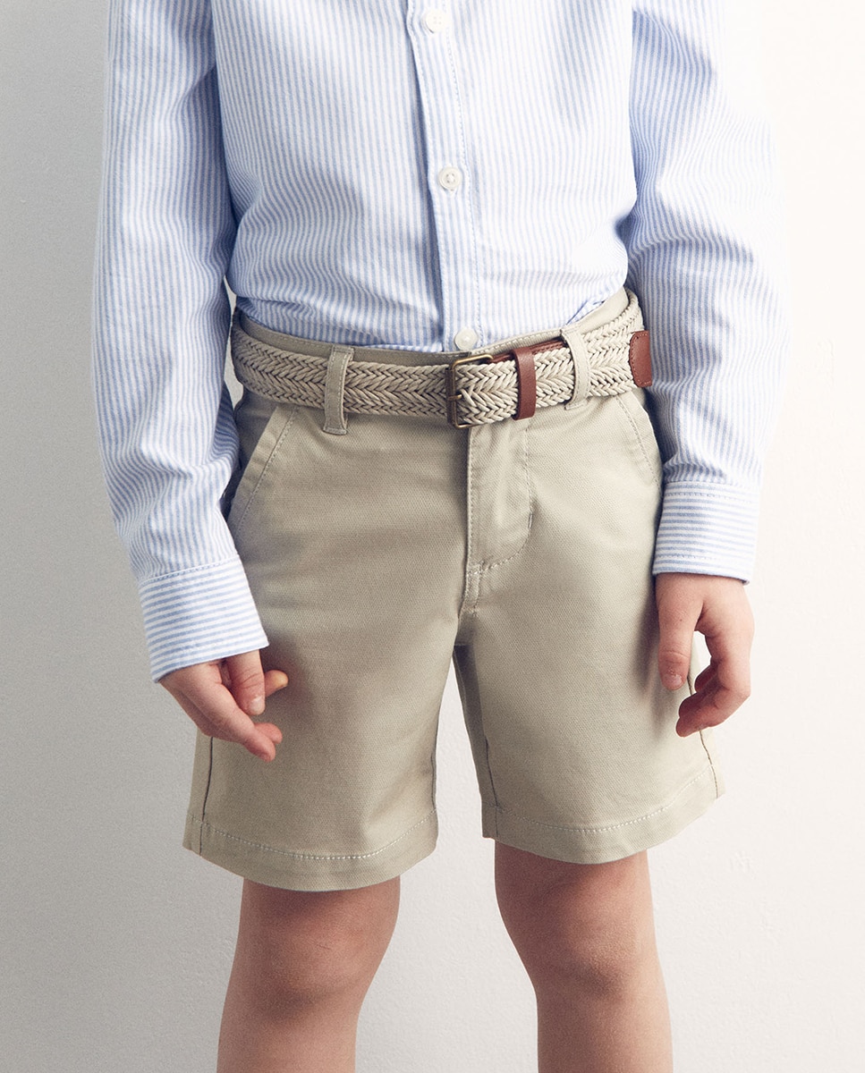 Bermudas com Cinto Bege-2