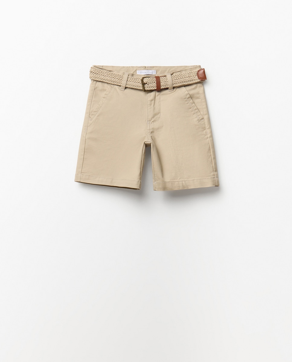Bermudas com Cinto Bege-4