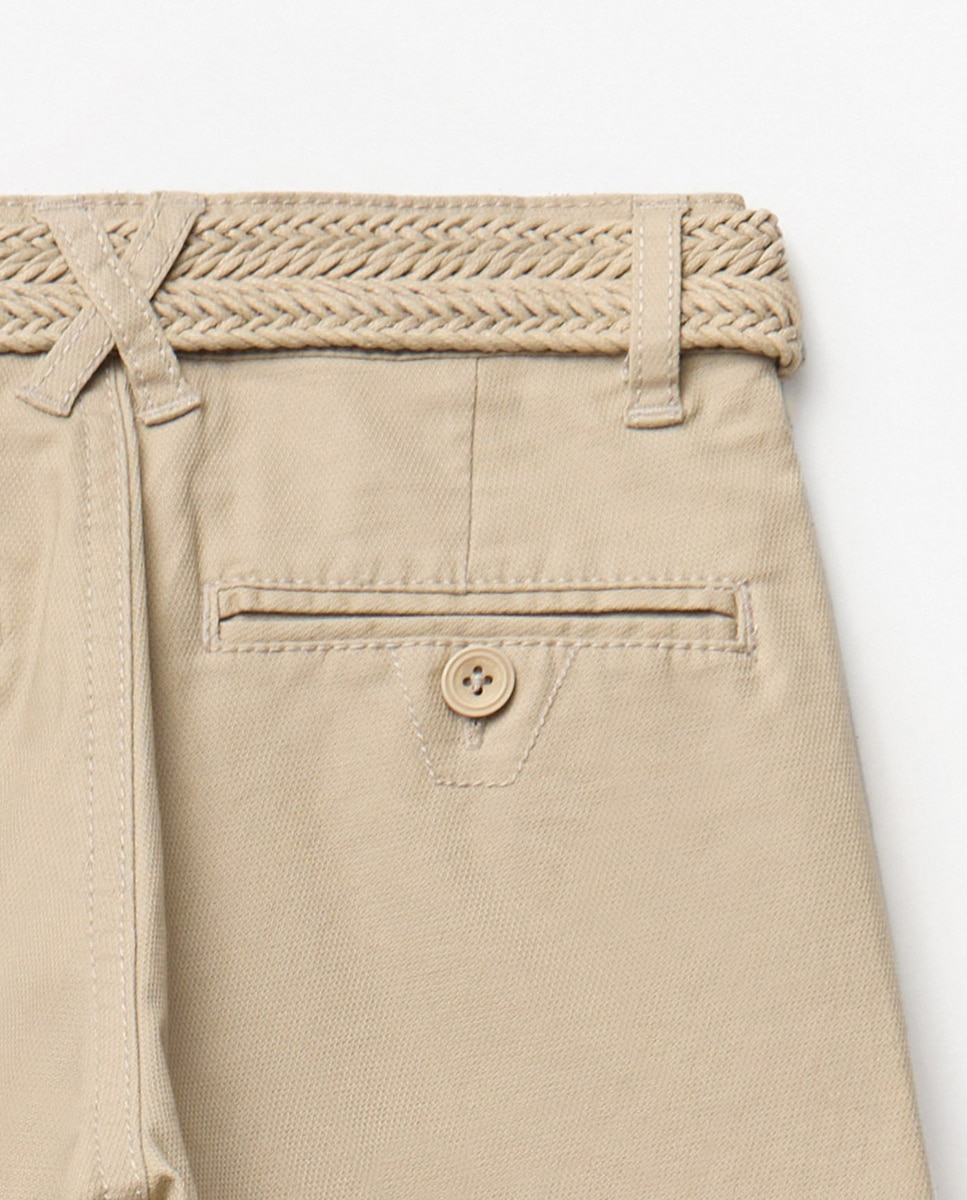 Bermudas com Cinto Bege-6