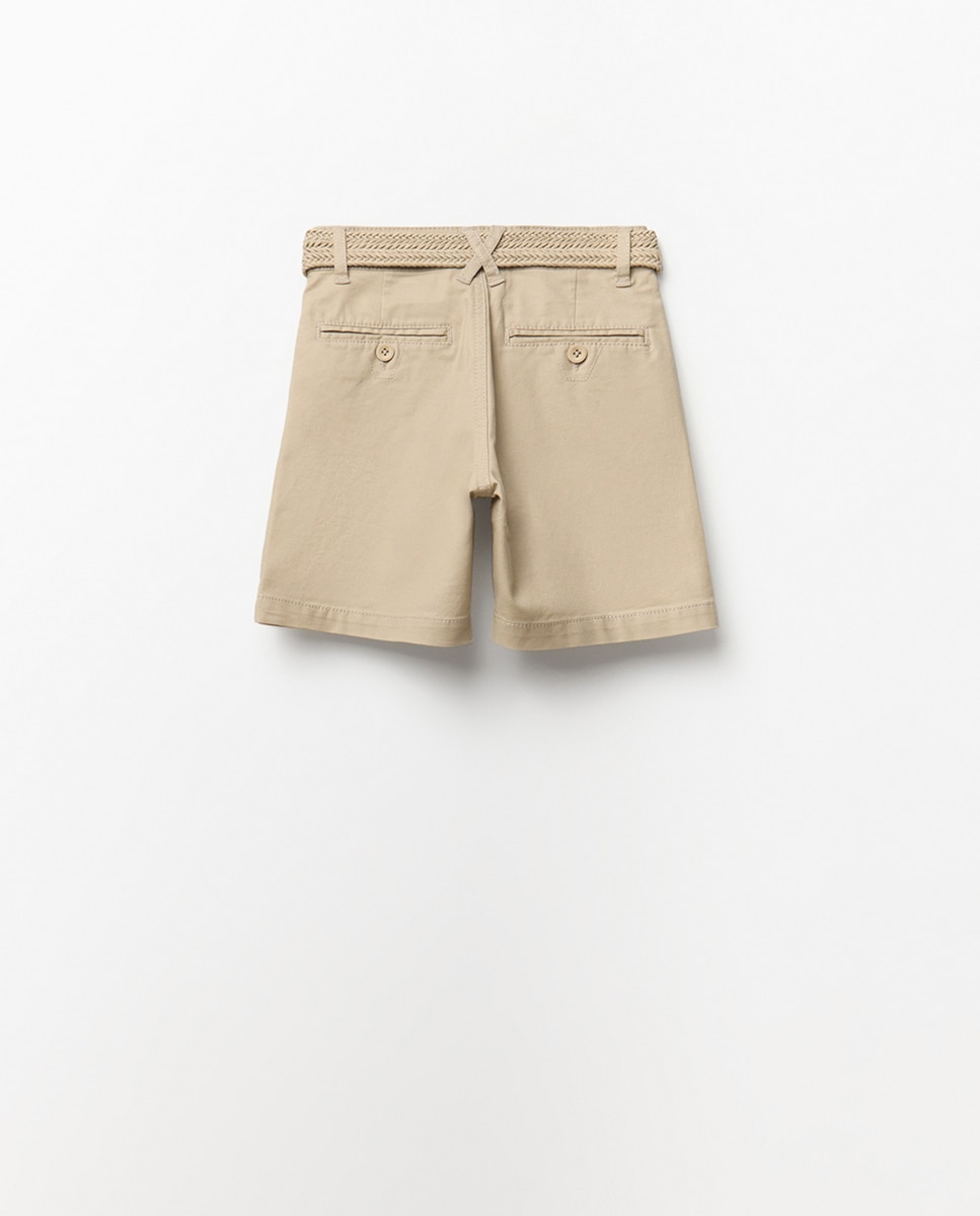 Bermudas com Cinto Bege-7