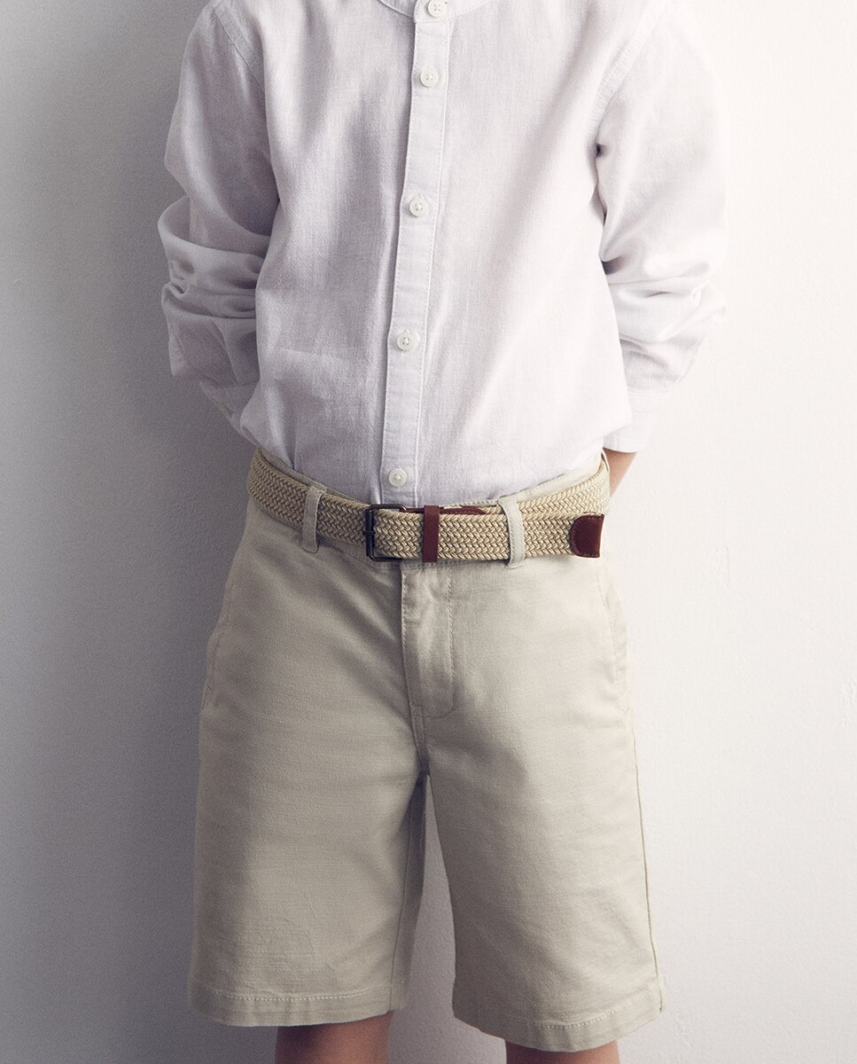 Bermudas com Cinto Cru-2