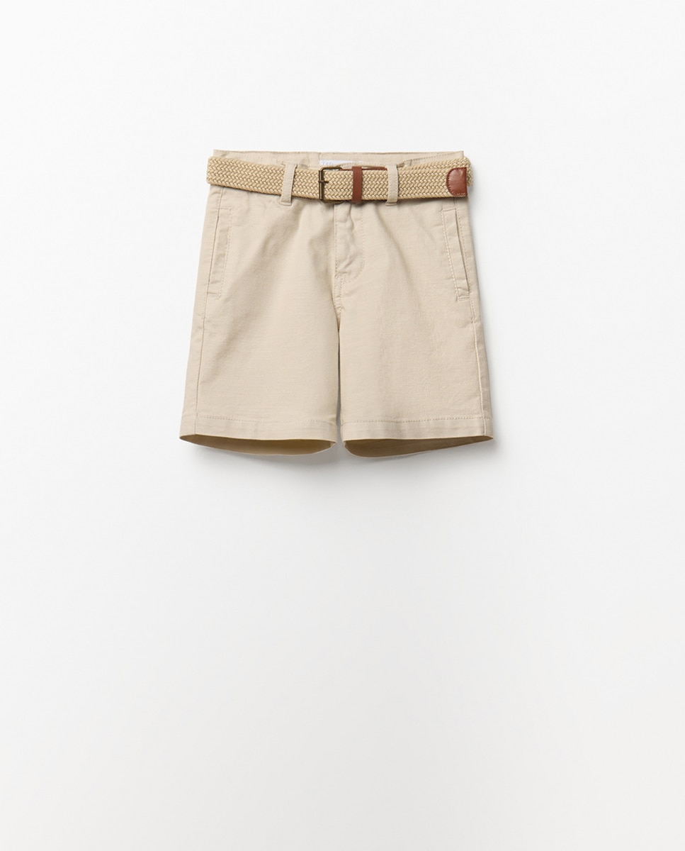 Bermudas com Cinto Cru-3