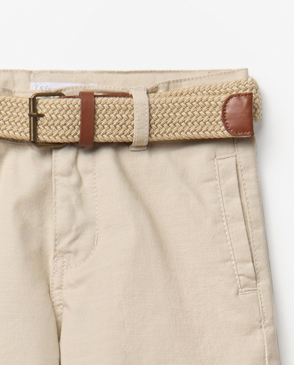 Bermudas com Cinto Cru-4