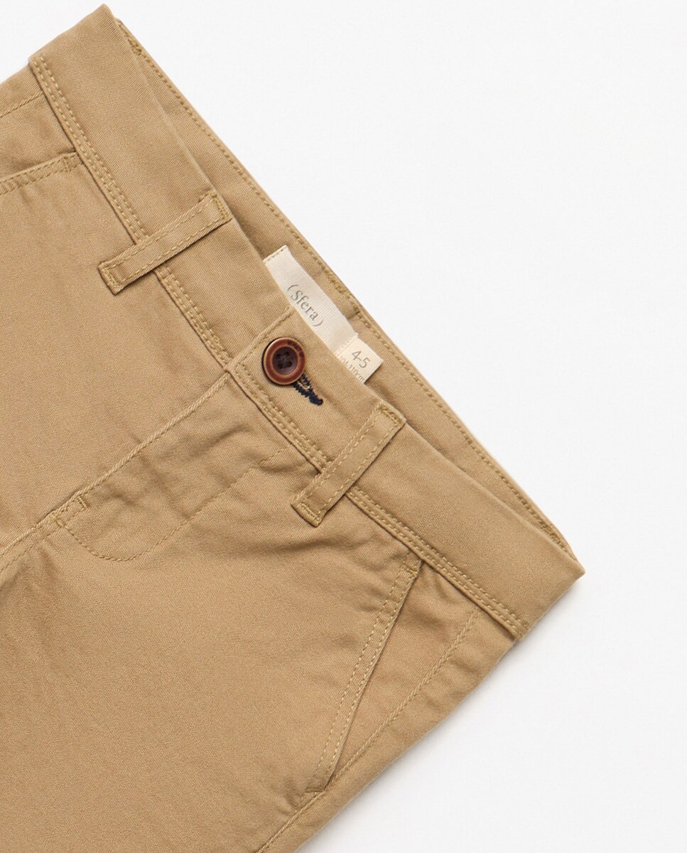 Calças Chino Básicas Camel-4