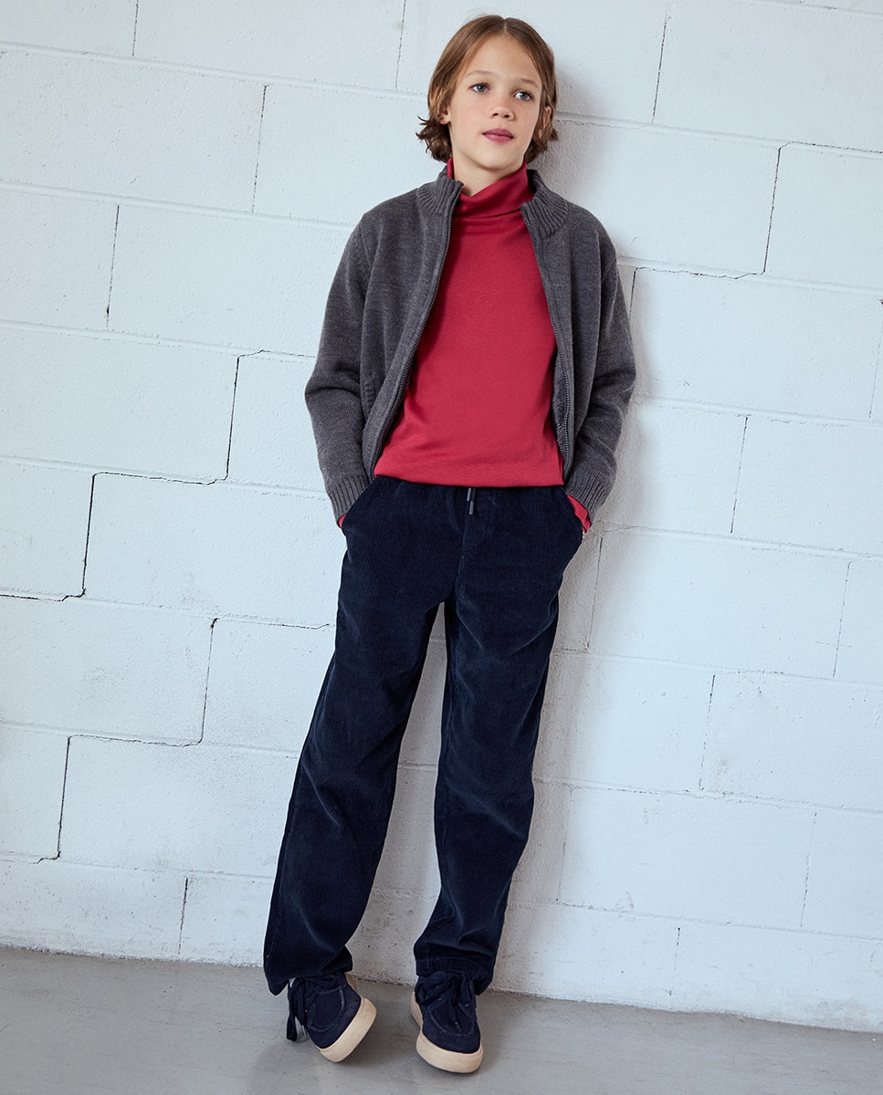 Calças de bombazina Azul-marinho-1