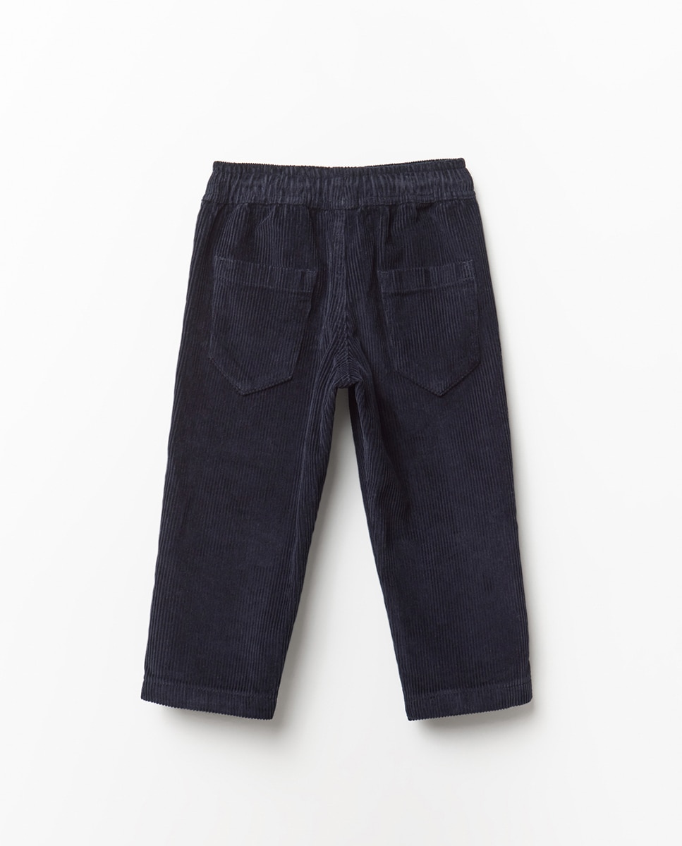 Calças de bombazina Azul-marinho-6