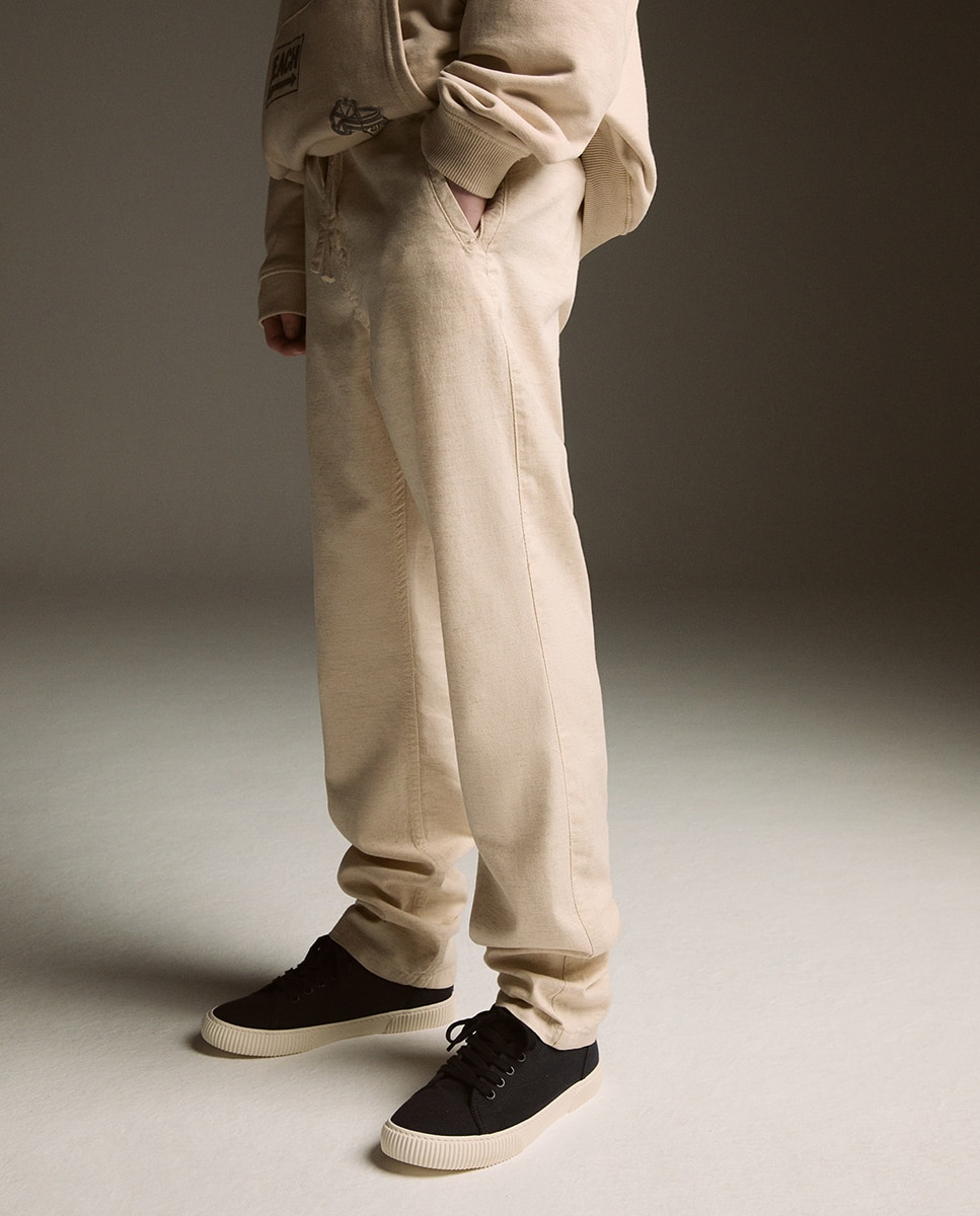 Calças de Linho Cru-2